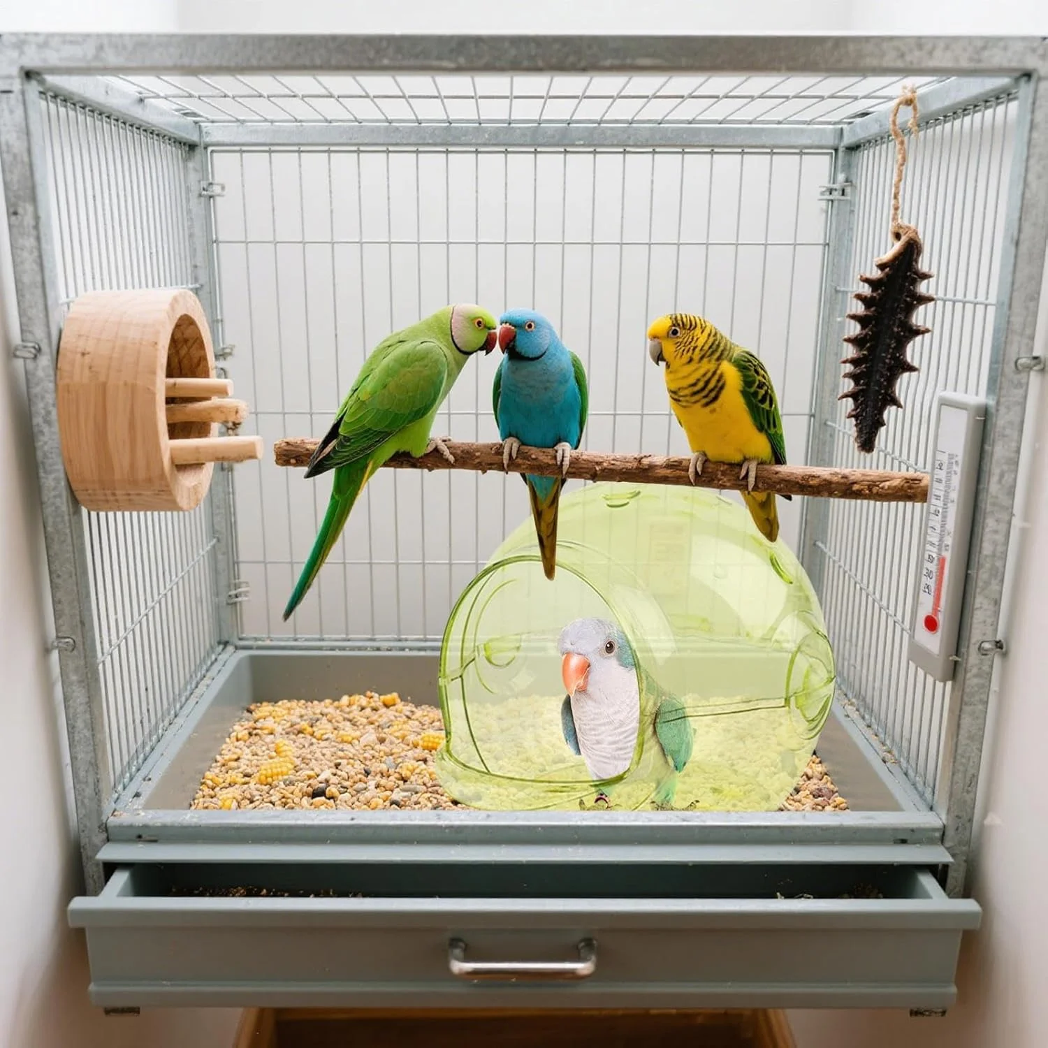 لانه پرنده - لانه طوطی برای تخم گذاری، پرورش و خوابیدن، لوازم جانبی قفس شفاف، کلبه پرورش برای حیوانات کوچک، مرغ عشق، فنچ، قناری، مرغ مینا، همستر، عروس هلندی