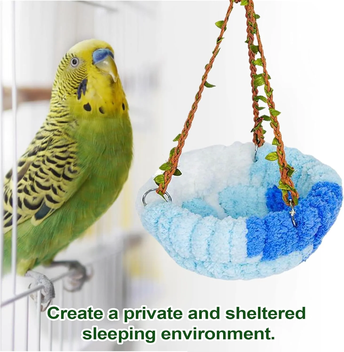 تخت گرم طوطی - هاموک پرنده زمستانی مخملی گرم، لوازم طوطی برای پنهان شدن، خوابیدن، نشستن، استراحت کردن، لانه سازی، غذا خوردن، نگهداری، پرورش، دکوراسیون قفس داخلی و خارجی