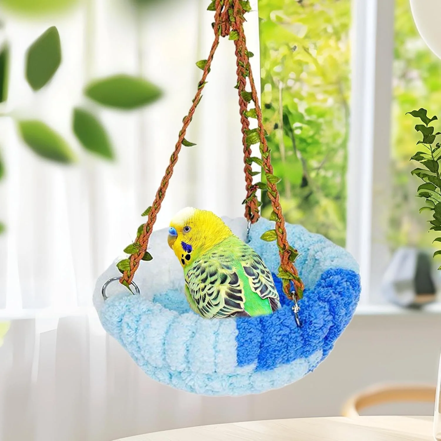 تخت گرم طوطی - هاموک پرنده زمستانی مخملی گرم، لوازم طوطی برای پنهان شدن، خوابیدن، نشستن، استراحت کردن، لانه سازی، غذا خوردن، نگهداری، پرورش، دکوراسیون قفس داخلی و خارجی