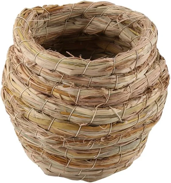 لانه حصیری دستباف Haofy برای قناری، فنچ، مرغ عشق، راسو، موش، چینچیلا با خانه غار گرم و ایمن