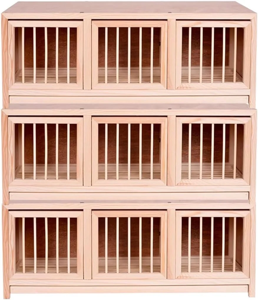 قفس پرنده 60/90 سانتی‌متری، جعبه لانه کبوتر قابل انباشت، قفس پرنده چوبی محکم ضد فرار با 2/3 در، قفس جفت‌گیری داخلی/خارجی (90 سانتی‌متر*3)