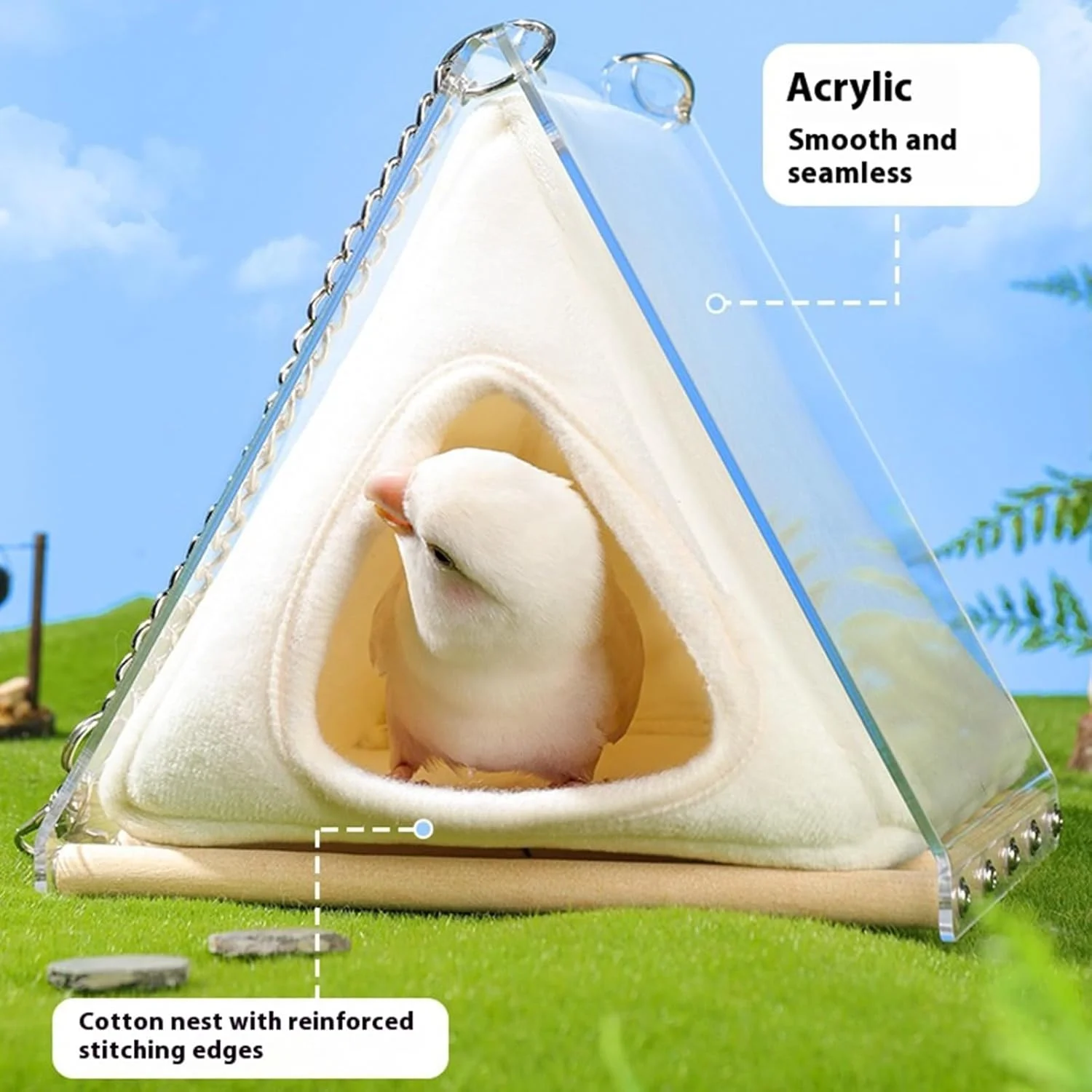 تخت پرنده برای قفس، خانه گرم زمستانی با آستر جداشدنی - لانه مخملی طوطی، مناسب برای طوطی برزیلی، عروس هلندی، کانور، کاکادو، کاسکو، ماکائو، داخل و خارج از خانه