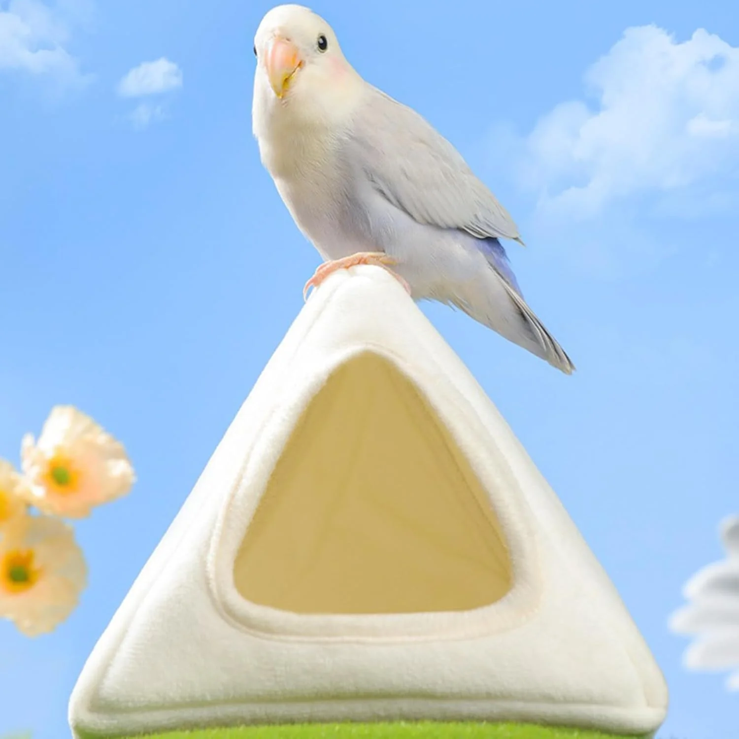 تخت پرنده برای قفس، خانه گرم زمستانی با آستر جداشدنی - لانه مخملی طوطی، مناسب برای طوطی برزیلی، عروس هلندی، کانور، کاکادو، کاسکو، ماکائو، داخل و خارج از خانه