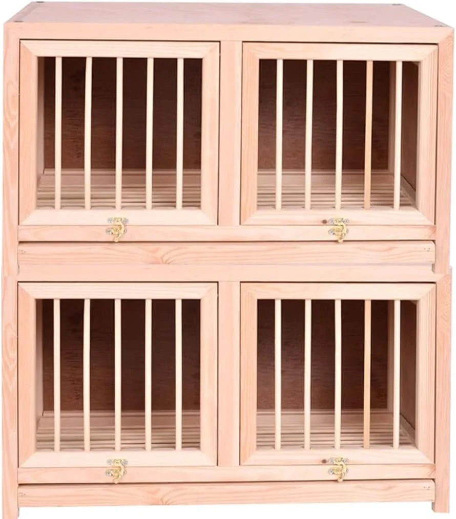 قفس پرنده 60 سانتی متری با درب لولایی، قفس کبوتر مسابقه ای قابل انباشت با سینی کود قابل جابجایی، محفظه چوبی طوطی با مونتاژ آسان (60 سانتی متر * 2)