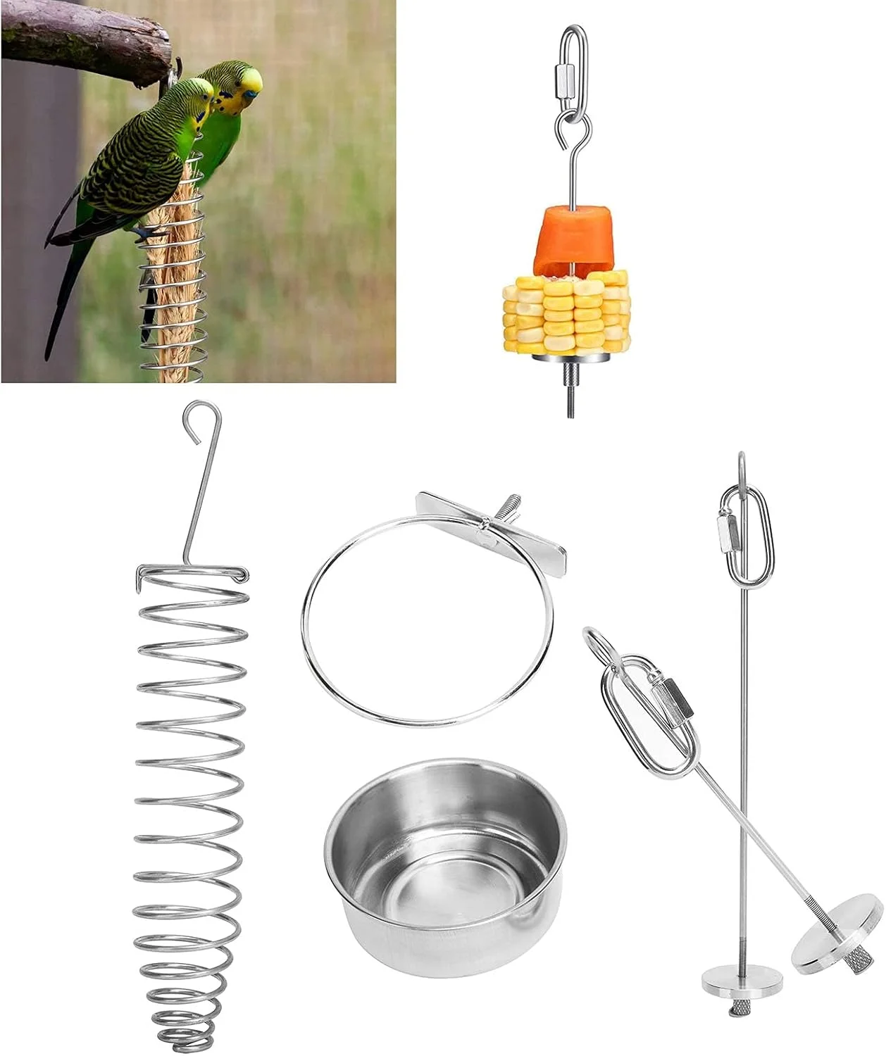 ست غذاخوری Cryfokt، نگهدارنده غذای آویز پرنده برای فنچ ها، کاکادوها، طوطی ها و مرغ عشق