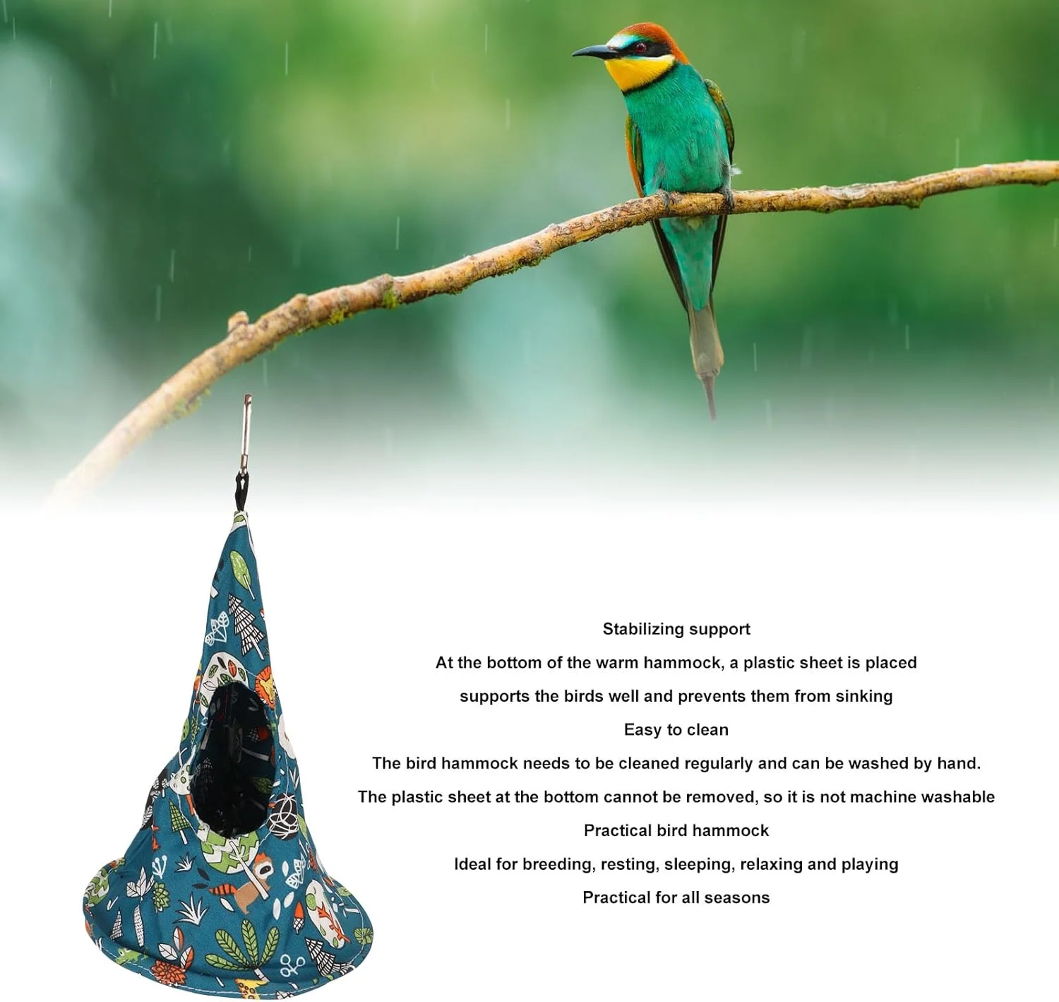چادر پرنده کریفکت، آشیانه معلق ضد آب طوطی، کلبه، تخت خواب نرم و راحت مخفیگاه طوطی، غار زیستگاه همستر طوطی برای پاراکیت، عروس هلندی، مرغ عشق (25 * 35 سانتی متر)