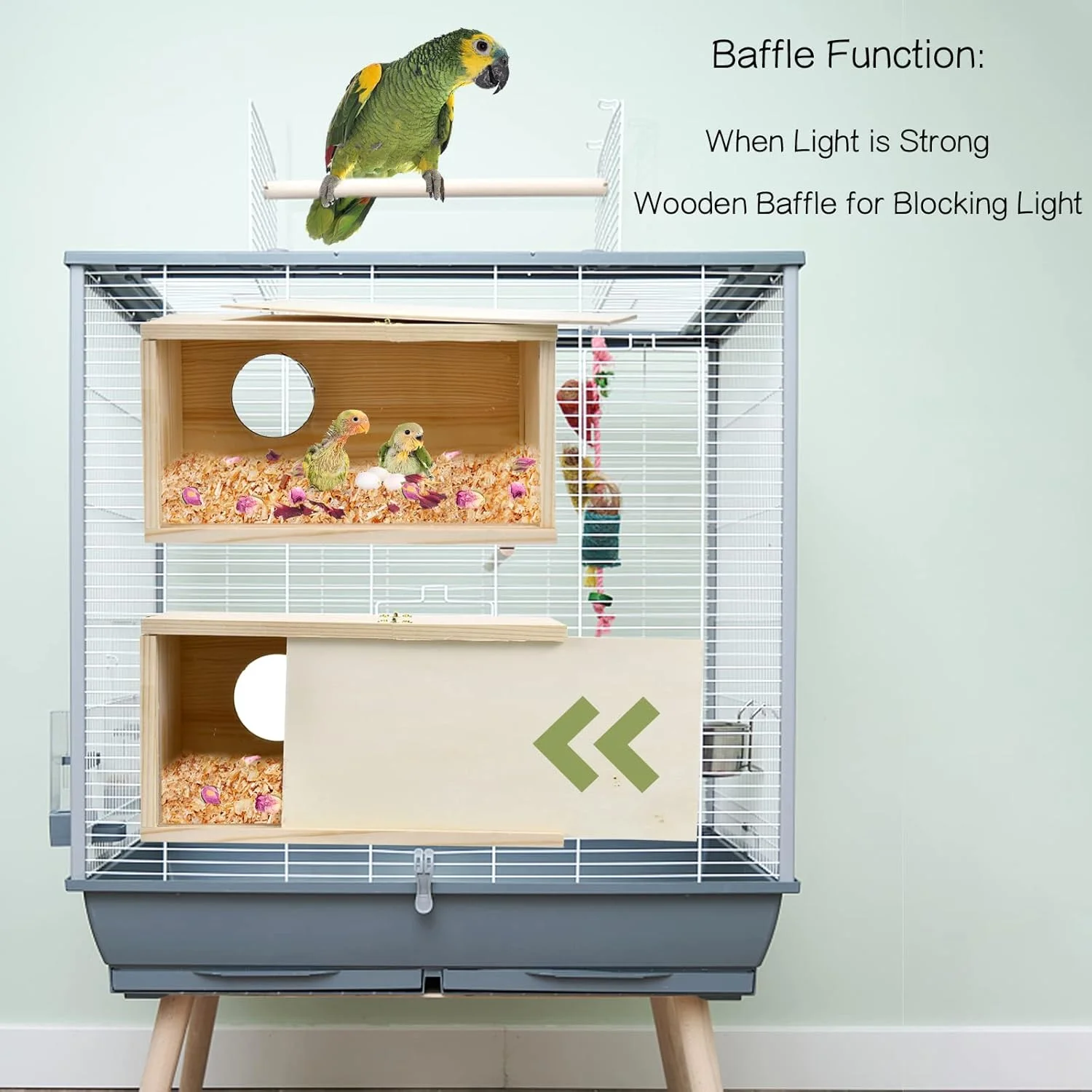 جعبه لانه سازی طوطی کوشوشو، لانه سازی کوکاتیل، لانه پرنده کاج طبیعی، جعبه پرورش پرنده، خانه جعبه پرنده شفاف اکریلیک با تخته چوبی جداشدنی برای مرغ عشق، کوکاتیل، باجی، کانور، طوطی