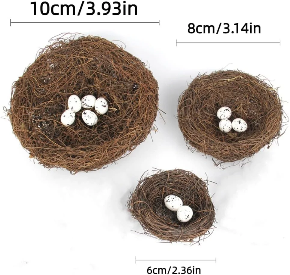 ست 3 عددی لانه پرنده به همراه 10 تخم فومی تزیینی برای کاردستی، دکوراسیون منزل و مهمانی ست 3 عددی لانه پرنده به همراه 10 تخم فومی تزیینی برای کاردستی، دکوراسیون منزل و مهمانی
