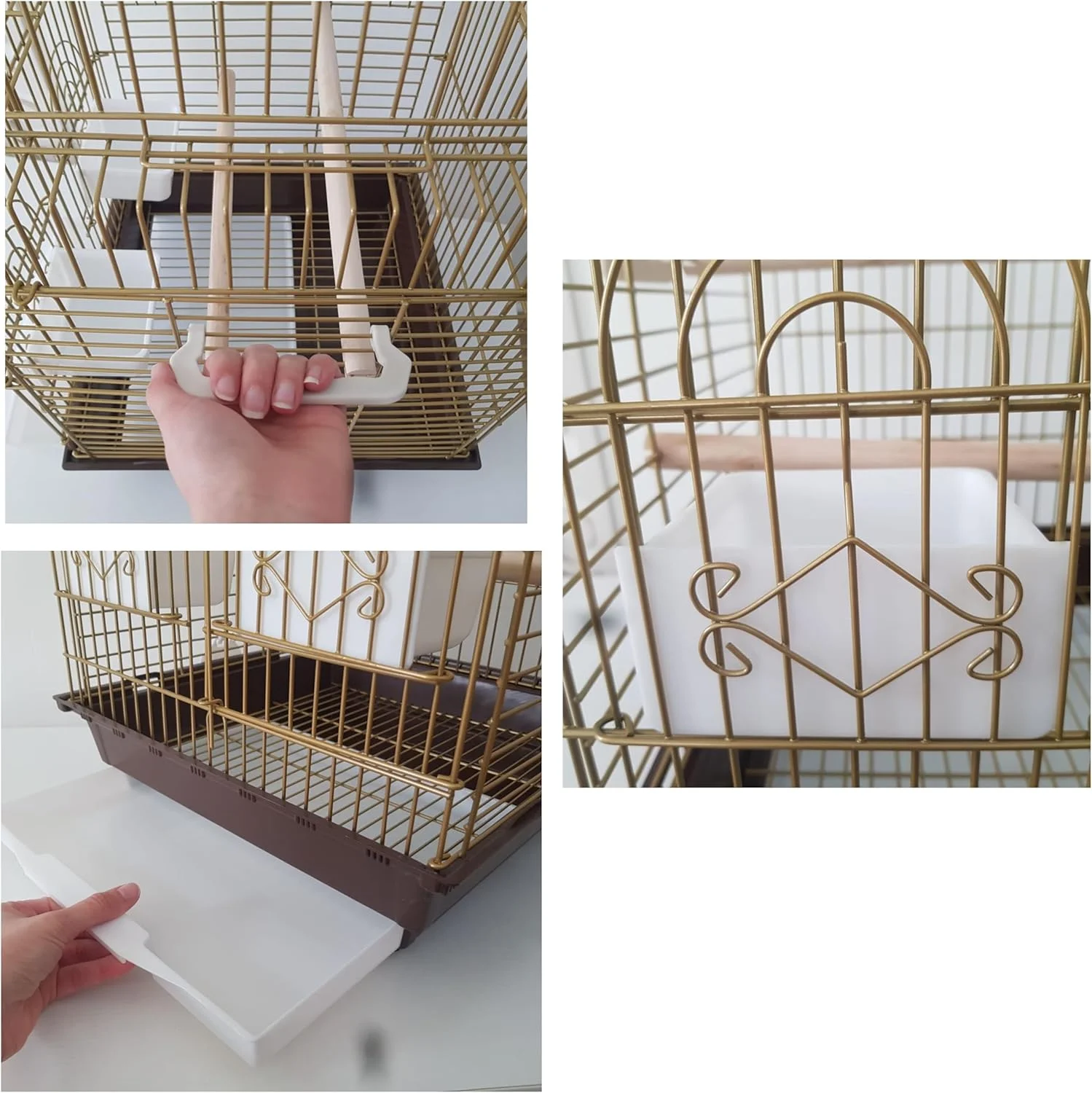 قفس پرنده با پایه بالایی، 2 ظرف غذا، 2 چوب چوبی به اندازه 62 * 40 * 40 سانتی متر مناسب برای طوطی های متوسط ​​مانند کاسکو، کاکاتو، کانور، پاراکیت، عروس هلندی (C)