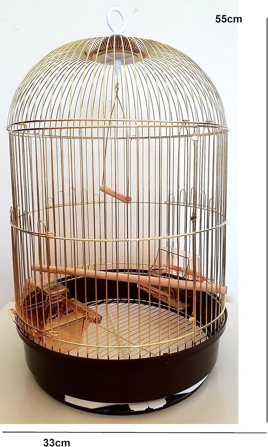 قفس بزرگ پرنده طلایی بزرگ، دارای ظرف غذا، تاب و چوب مناسب برای طوطی های کوچک و متوسط مانند کانور، پاراکیت، مرغ عشق، کوکاتیل، قناری و فنچ طلایی