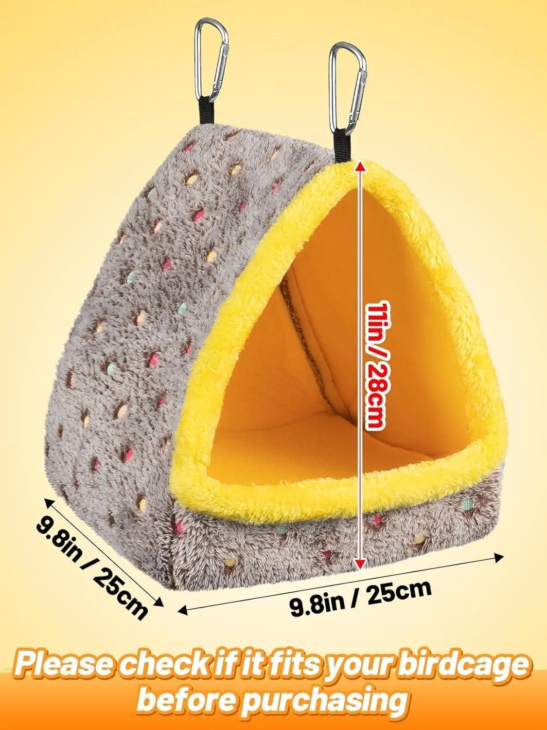 لانه پرنده بزرگ و گرم زمستانی، تخت پرنده راحت برای قفس با تشک، پناهگاه آویزان برای طوطی های ماکائو، طوطی های آفریقایی، مرغ عشق و طوطی های کوچک