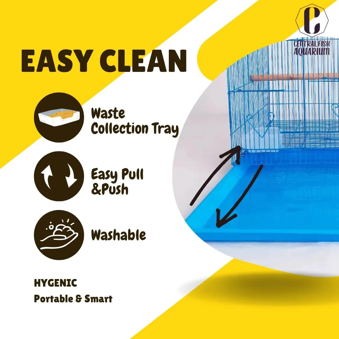 قفس فلزی پرنده 15 اینچی برای مرغ عشق، فنچ، مرغ های عشق، عروس هلندی، کانور، نگهدارنده استخوان های ماهی مرکب، استخوان ماهی مرکب، 2 فنجان، 1 میله نشیمن L: 15 اینچ، B: 11 اینچ، H: 12 اینچ - (رنگ ها ممکن است متفاوت باشند)