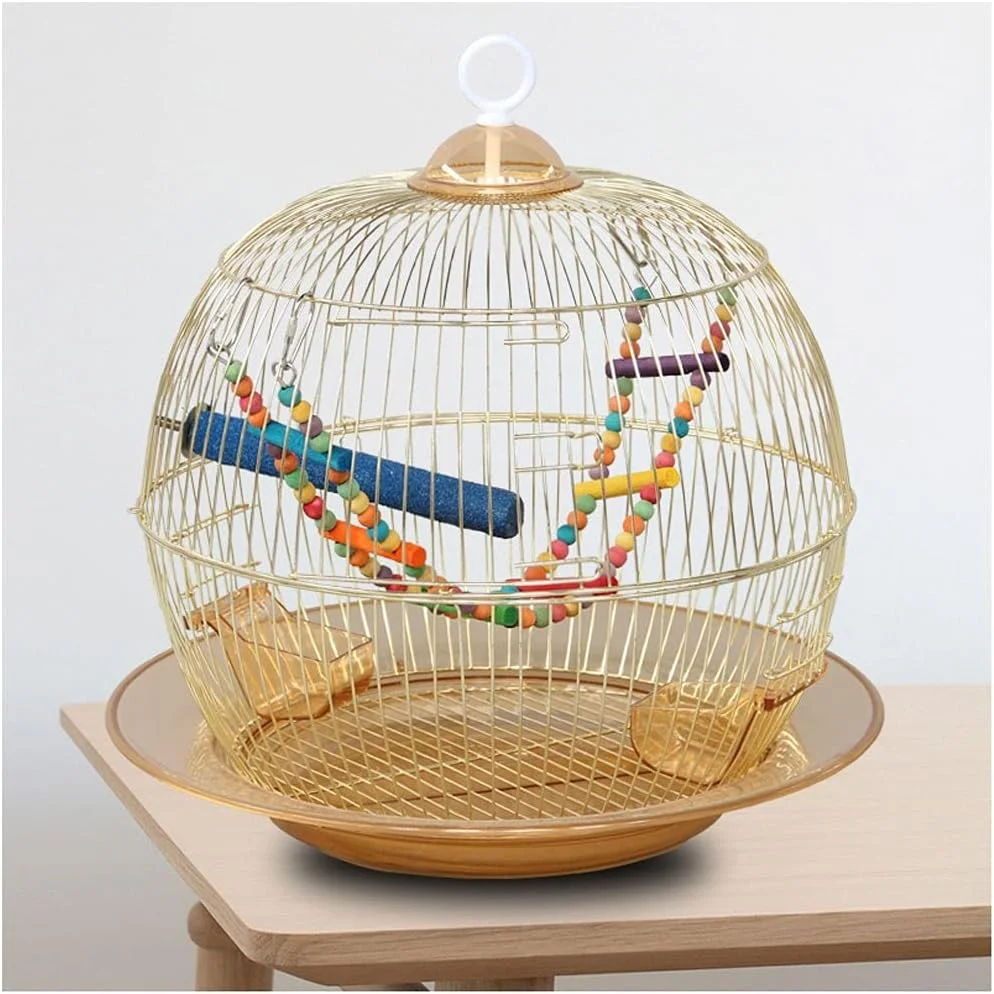 قفس پرنده قفس مرغ عشق قفس پرنده گرد فلزی قفس زینتی قفس پرنده آبکاری طلایی هنر آهنی قابل حمل و آویزان آسان لوازم حیوانات خانگی