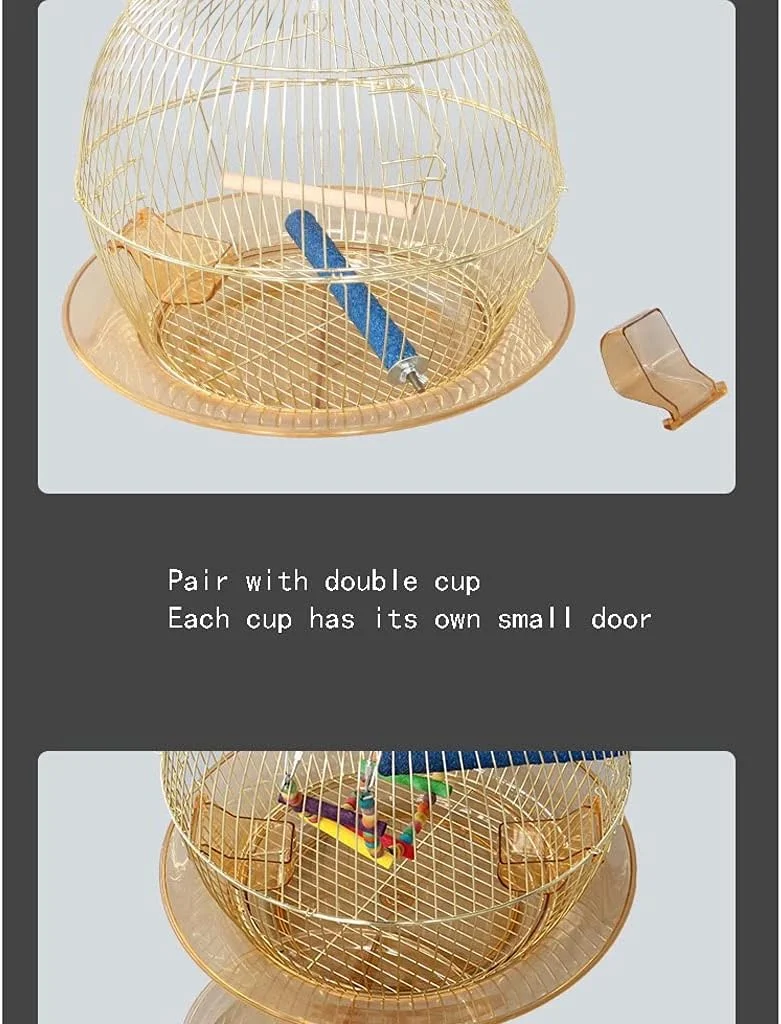 قفس پرنده قفس مرغ عشق قفس پرنده گرد فلزی قفس زینتی قفس پرنده آبکاری طلایی هنر آهنی قابل حمل و آویزان آسان لوازم حیوانات خانگی