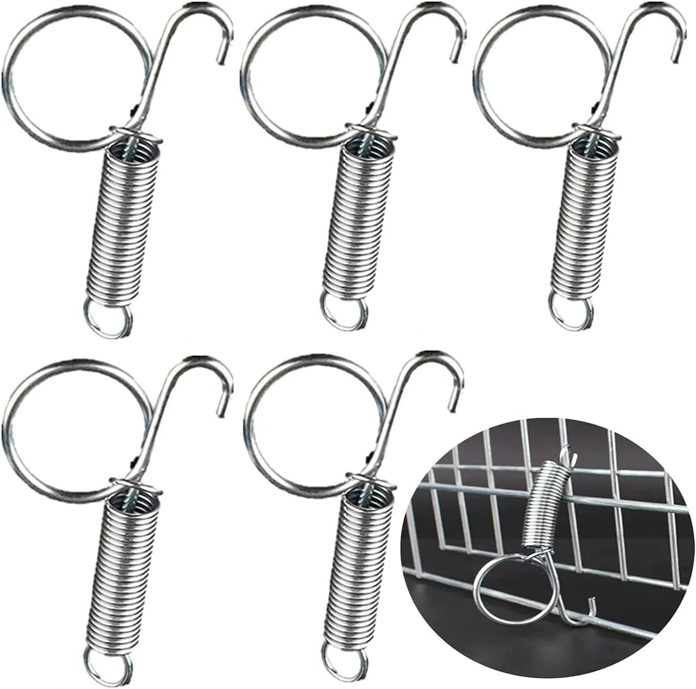 قلاب درب قفس خرگوش BOBOZHONG، بسته 5 عددی قلاب های فنری چند منظوره برای قفس ها، قفس های فلزی خرگوش، فنر انگشتی درب، برای پرندگان، سگ ها، گربه ها، طوطی ها، حیوانات کوچک