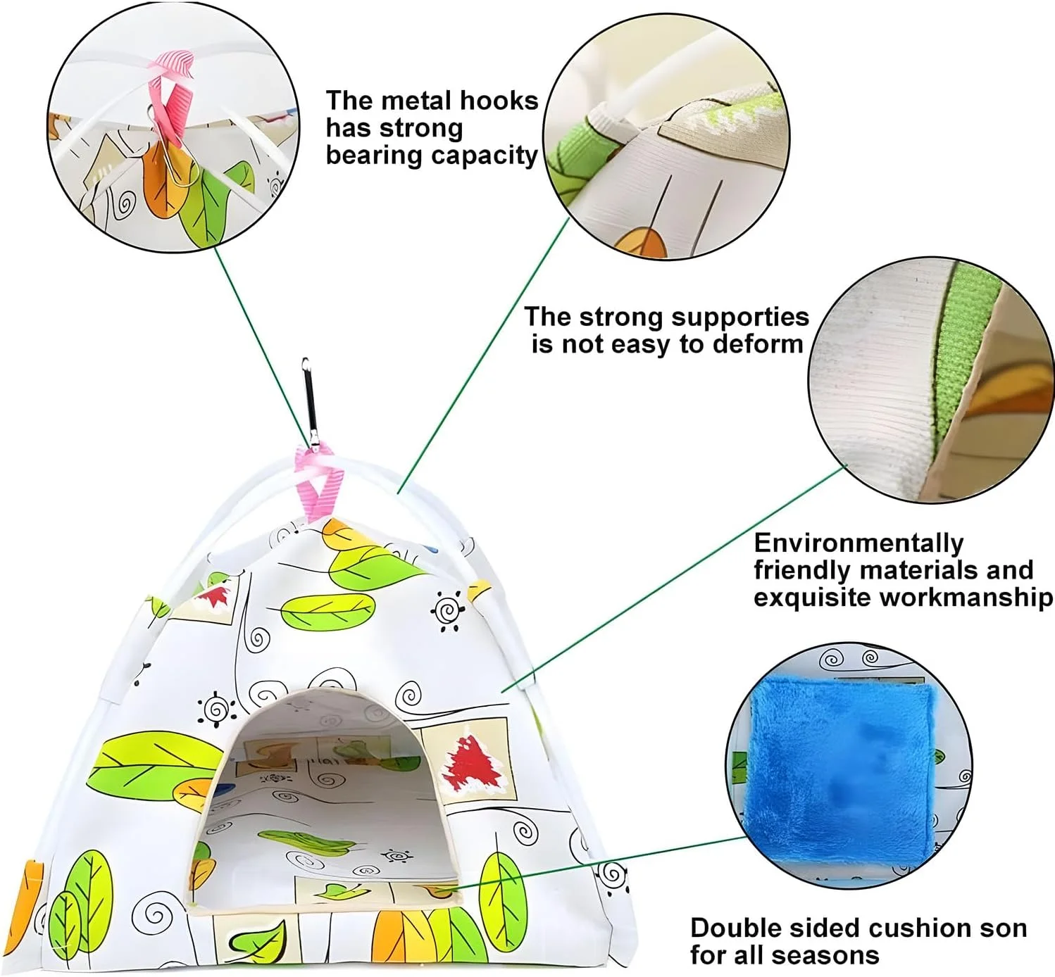خانه لانه پرنده بولیوی، قفس آویز هاموک فنچ، چادر آویز طوطی غیر سمی و ایمن برای پرندگان، تخت خواب طوطی برزیلی، مناسب برای مینی ماکائو، سان کانور و طوطی های متوسط