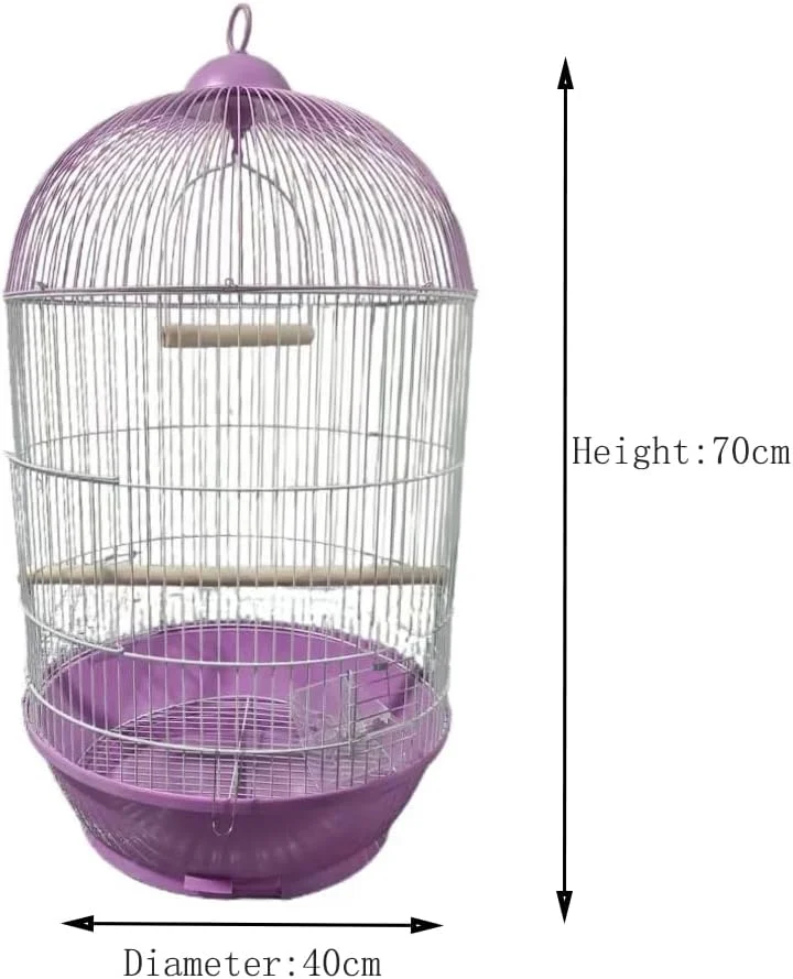 قفس بزرگ پرنده با ظرف غذا، تاب، میله چوبی و توری زیرین جداشدنی و سینی کشویی، مناسب برای طوطی های کوچک و متوسط مانند فنچ، مرغ عشق، عروس هلندی و سایر پرندگان. (بنفش)