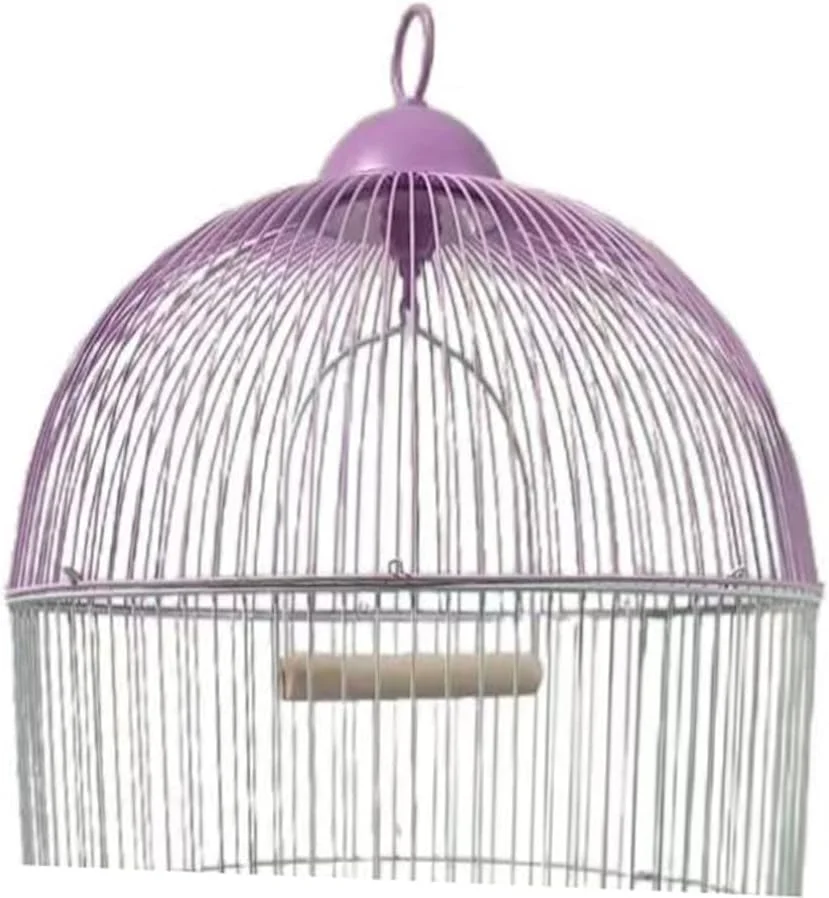قفس بزرگ پرنده با ظرف غذا، تاب، میله چوبی و توری زیرین جداشدنی و سینی کشویی، مناسب برای طوطی های کوچک و متوسط مانند فنچ، مرغ عشق، عروس هلندی و سایر پرندگان. (بنفش)