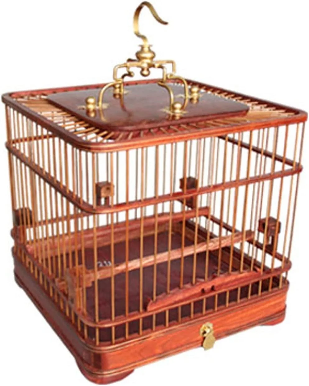 قفس پرنده به سبک سنتی چینی، قفس چوبی پرنده، قفس پرنده حکاکی شده مربعی کلاسیک، دکوراسیون باغ، قفس پرنده طوطی