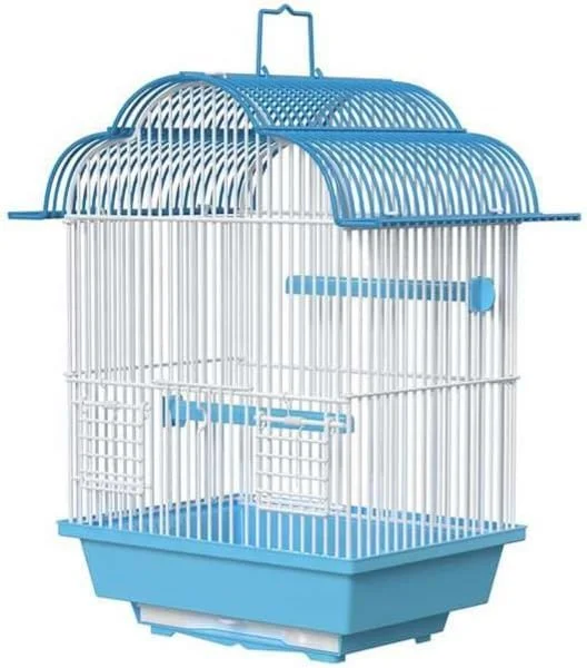 قفس پرنده فلزی برای پرورش پرندگان با ظرف غذا و میله پلاستیکی، مناسب برای پرندگان کوچک مانند قناری، فنچ طلایی، زبرا و غیره (B)