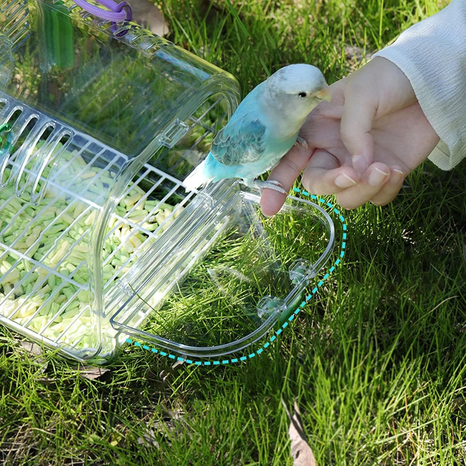 کیج حمل پرنده - قفس مسافرتی طوطی با سینی کشویی، زیستگاه پرنده خانگی قابل حمل برای ماکائو، کانور، عروس هلندی، گنجشک و مرغ عشق