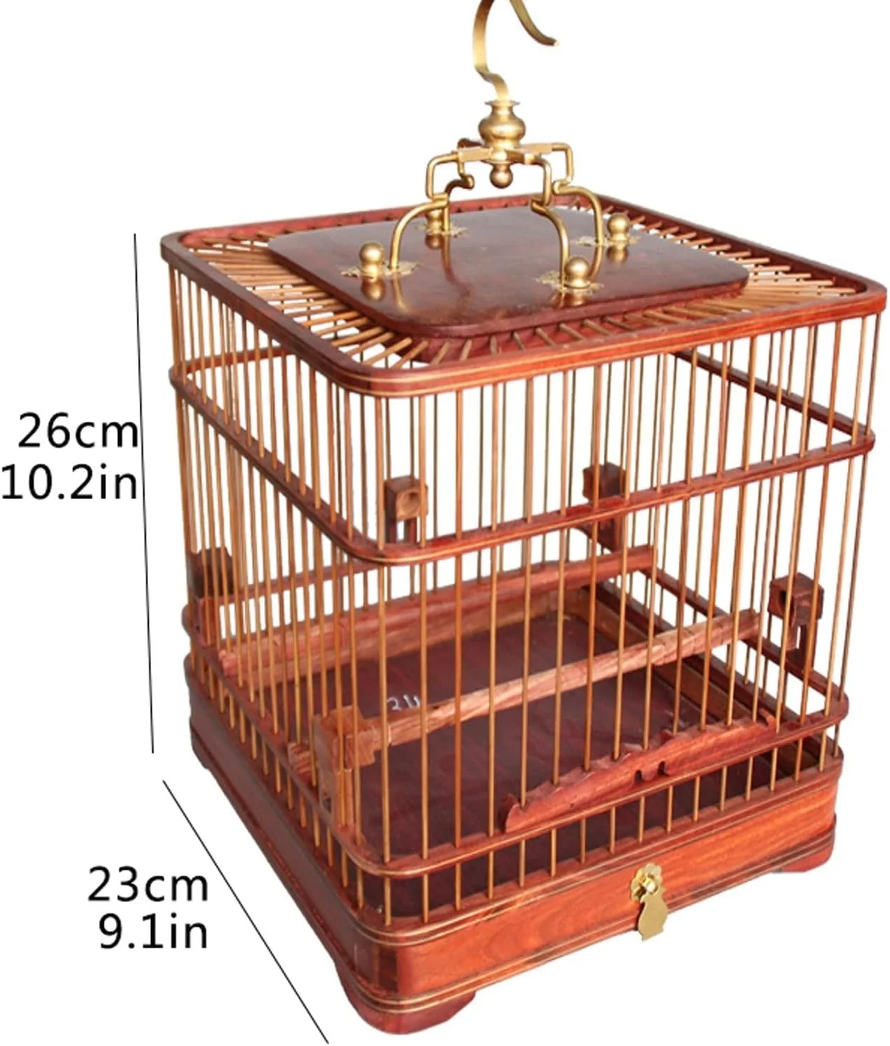 قفس پرنده به سبک سنتی چینی، قفس چوبی پرنده، قفس پرنده حکاکی شده مربعی کلاسیک، دکوراسیون باغ، قفس پرنده طوطی