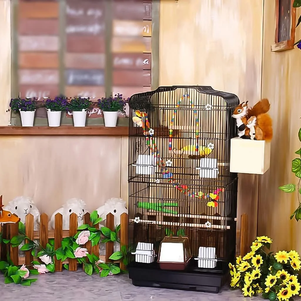 قفس پرنده ZLQHDG، قفس با جنس آهن صاف و مقاوم، مناسب برای قناری، عروس هلندی، مرغ عشق، طوطی برزیلی، گرینچیک و غیره. قفس پرنده خانگی می تواند 2-3 پرنده را در خود جای دهد (اندازه: A)