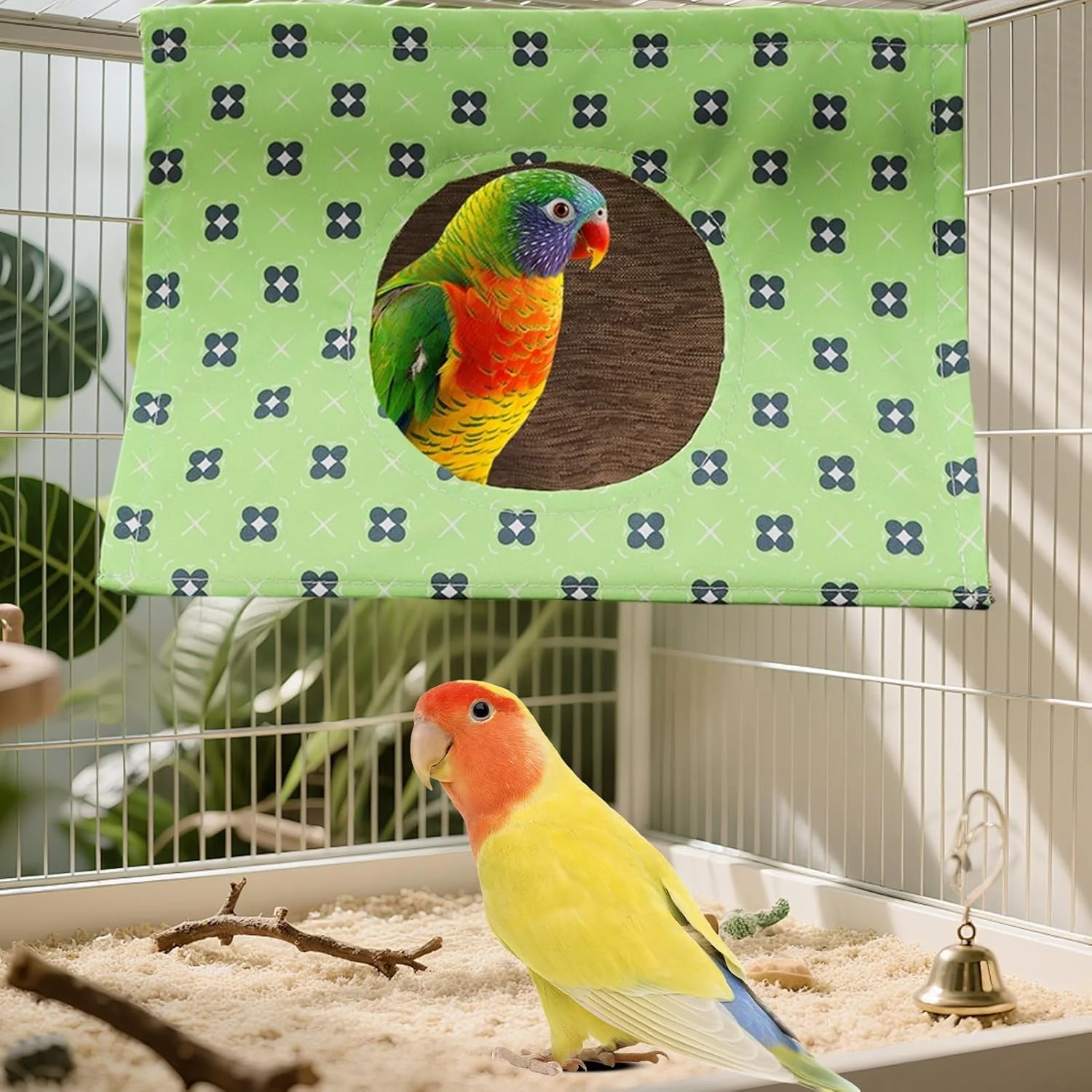 تخت آویز پرنده - تخت آویز طوطی مقاوم در برابر خراش، لوازم جانبی قفس حیوانات خانگی، خانه خواب پرنده برای مرغ عشق، عروس هلندی، گنجشک، فنچ و کوتوله برزیلی