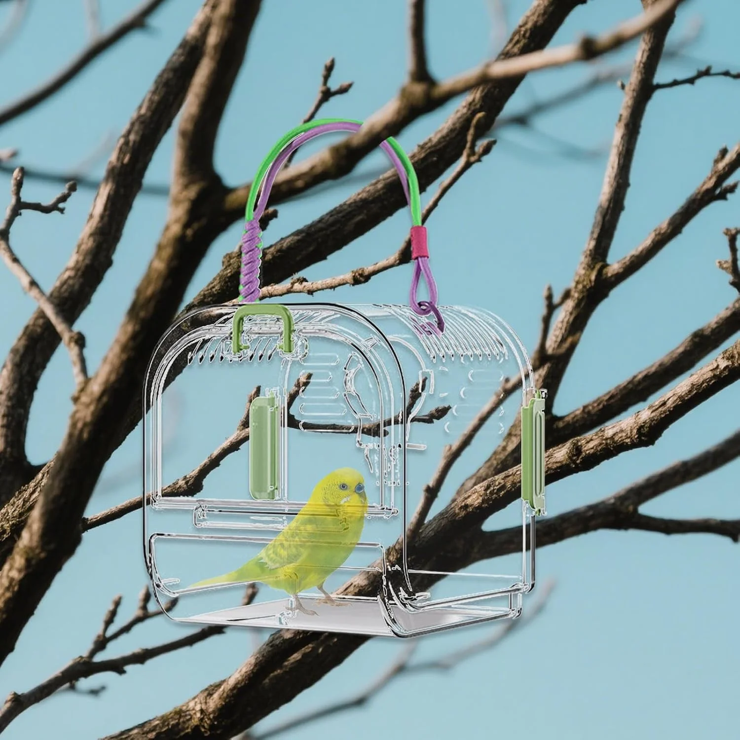 قفس حمل پرنده - قفس مسافرتی کوچک و قابل حمل طوطی | زیستگاه پرنده خانگی قابل حمل برای ماکائو، کانور، عروس هلندی، گنجشک و مرغ عشق