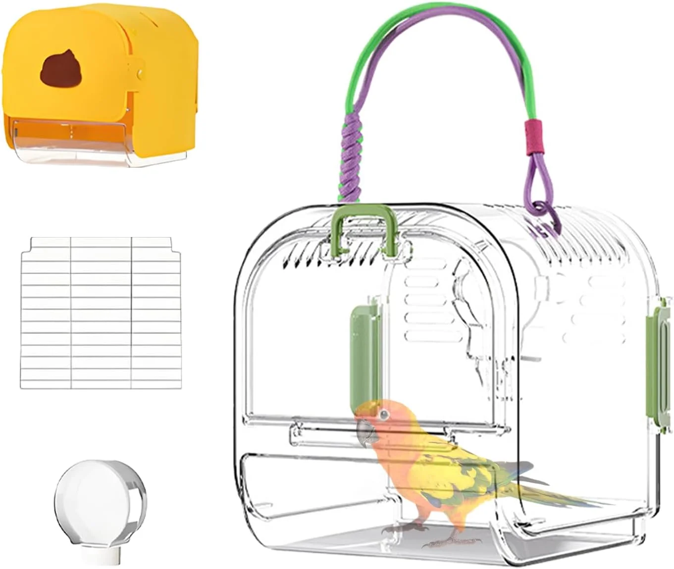 قفس حمل پرنده، قفس مسافرتی طوطی با سینی کشویی - لوازم بازی حیوانات خانگی، زیستگاه تاشو پرنده برای طوطی برزیلی، کانور، مرغ عشق، عروس هلندی، ماکائو