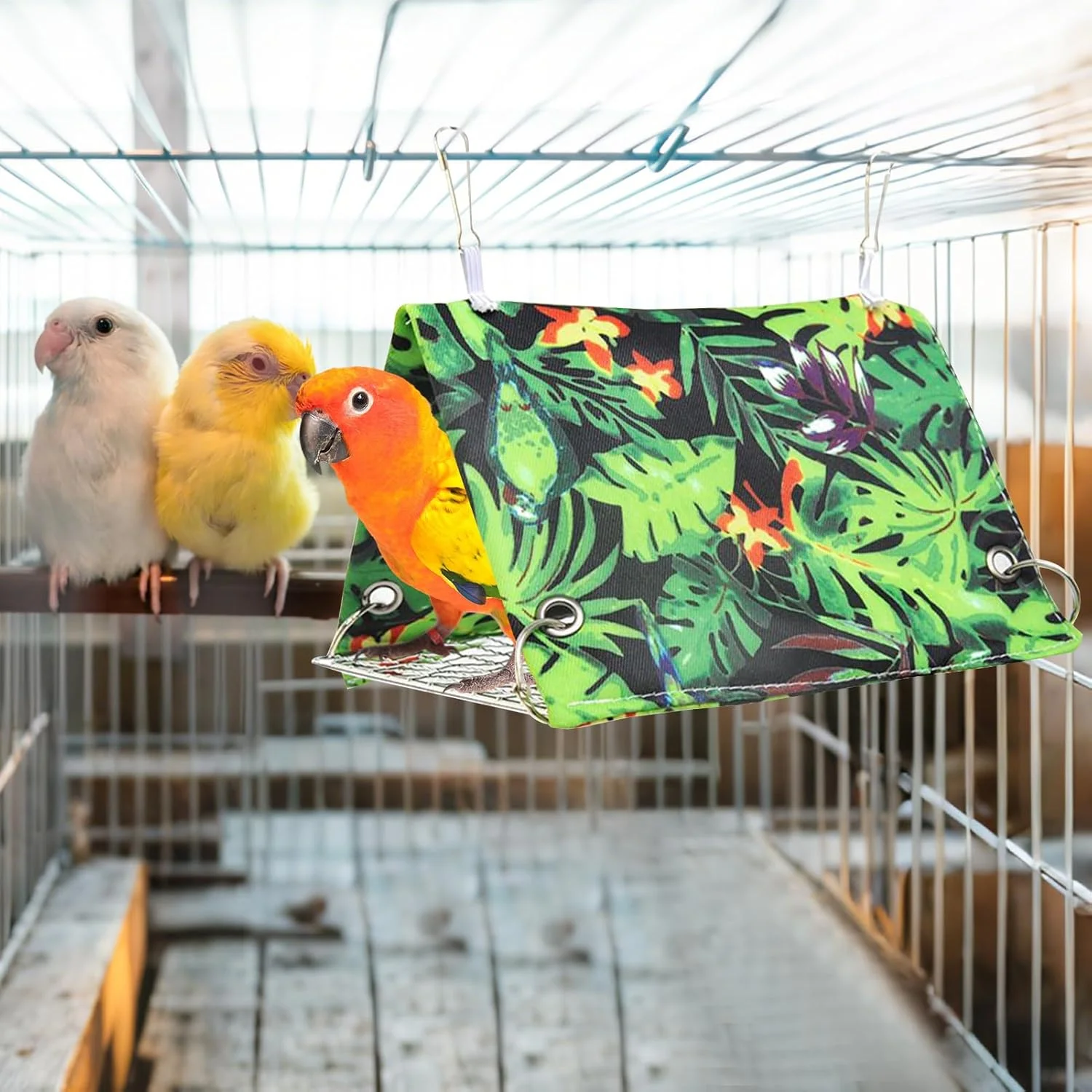 تخت آویز پرنده - لوازم جانبی قفس طوطی | لوازم جانبی قفس مرغ عشق، لانه خواب تابستانی برای طوطی خاکستری آفریقایی، ماکائو، مرغ عشق، فنچ، عروس هلندی