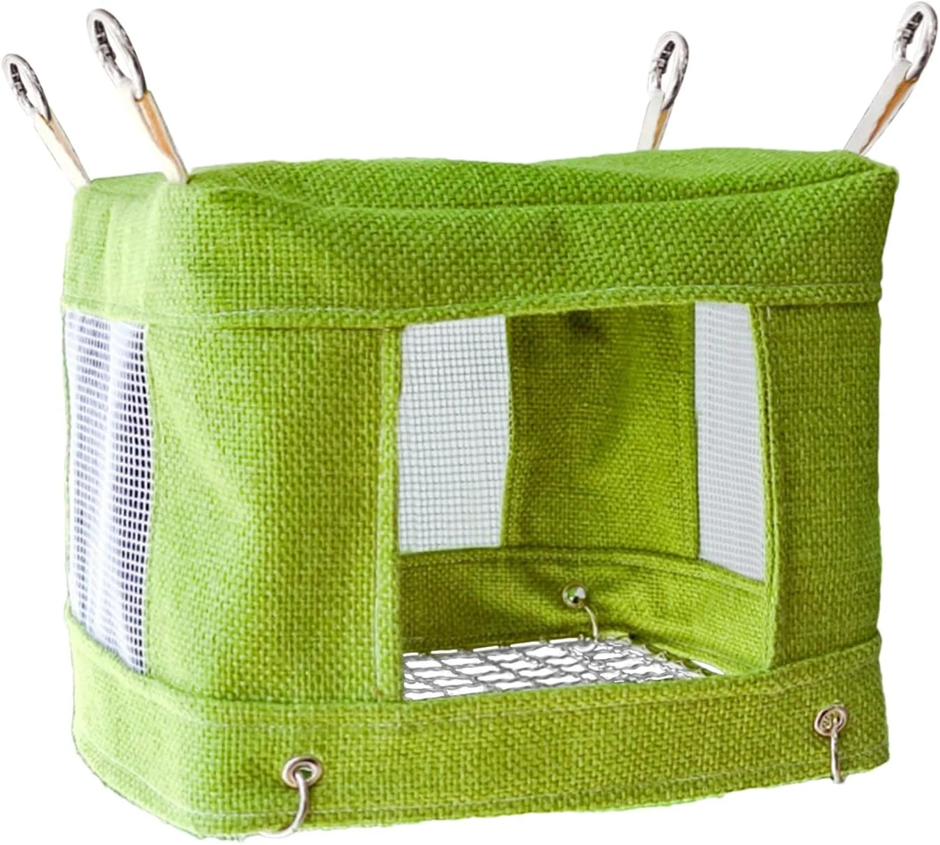 تخت پرنده برای قفس، لانه طوطی - چادر با توری تهویه دار برای خوابیدن، استراحت کردن، بازی کردن، پرورش و جستجوی غذا برای فنچ، مرغ عشق و عروس هلندی