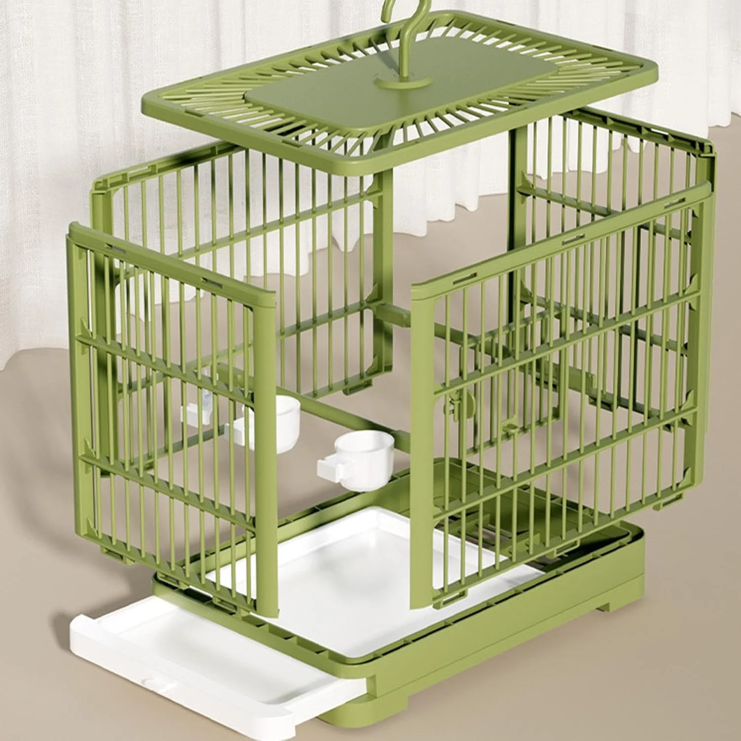 قفس پرنده - زیستگاه لانه طوطی با سینی کشویی آسان تمیز شونده، قفس زیستگاه پرنده تاشو برای عروس هلندی، مرغ عشق، باجریگار