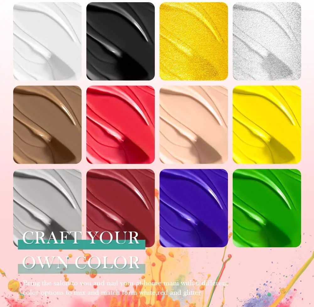 ژل طراحی ناخن MEET ACROSS در 12 رنگ، کیت لاک ژل با قلم موی طراحی، ست لاک ژل UV LED، ژل رنگی برای طراحی ناخن