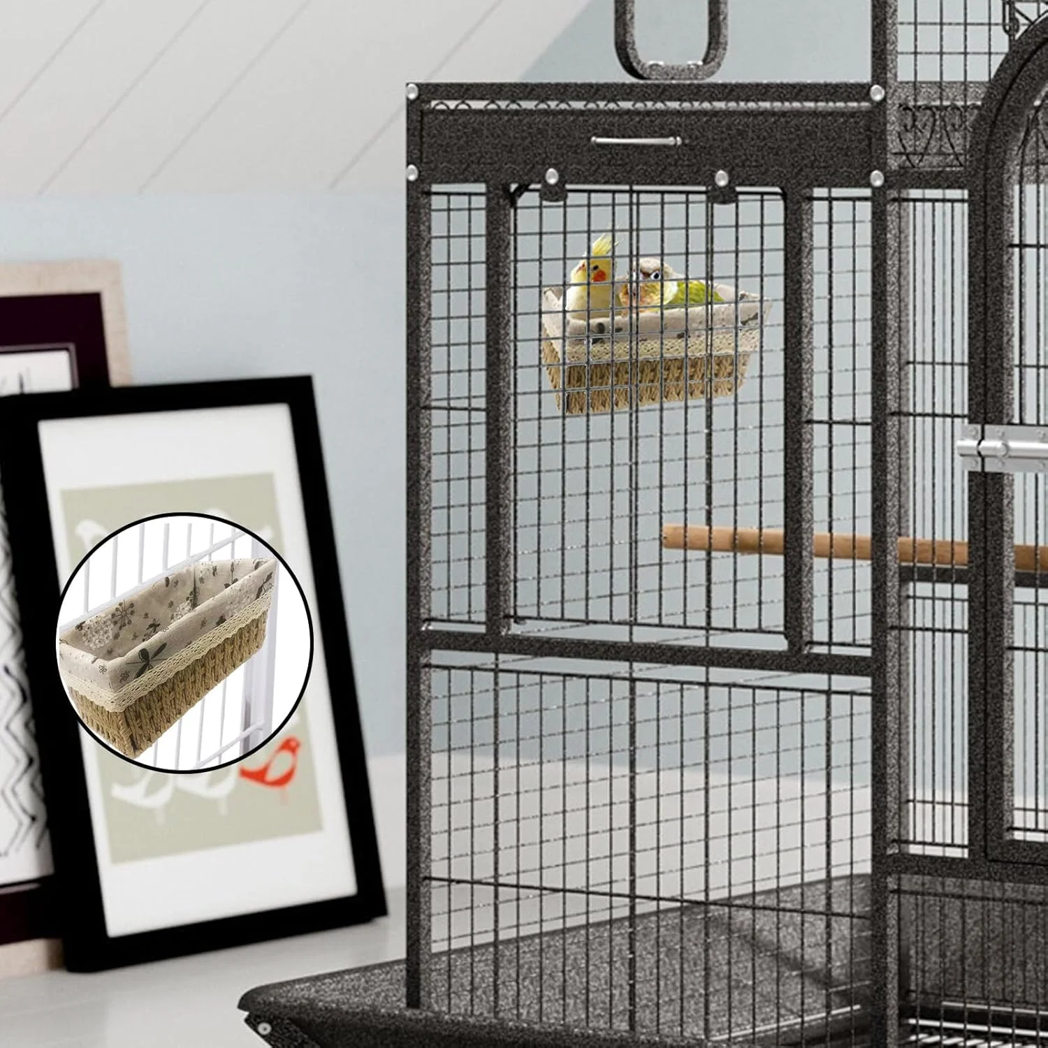 لانه پرنده برای قفس، تخت خواب گرم زمستانی پرنده برای قفس، لوازم جانبی قفس پرنده، هاموک پرنده برای طوطی، مرغ عشق، عروس هلندی، قناری و پرندگان کوچک