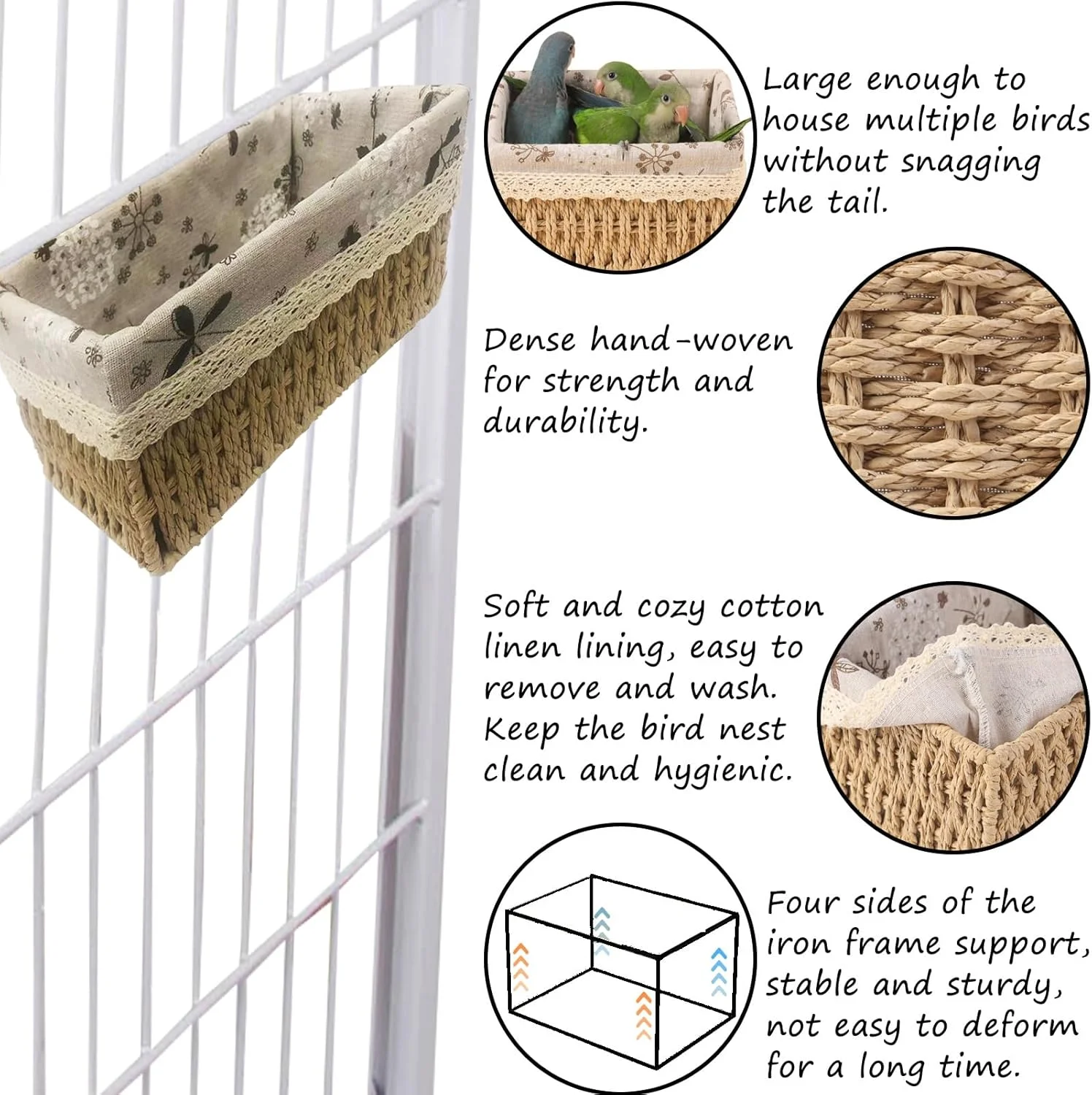 لانه پرنده برای قفس، تخت خواب گرم زمستانی پرنده برای قفس، لوازم جانبی قفس پرنده، هاموک پرنده برای طوطی، مرغ عشق، عروس هلندی، قناری و پرندگان کوچک