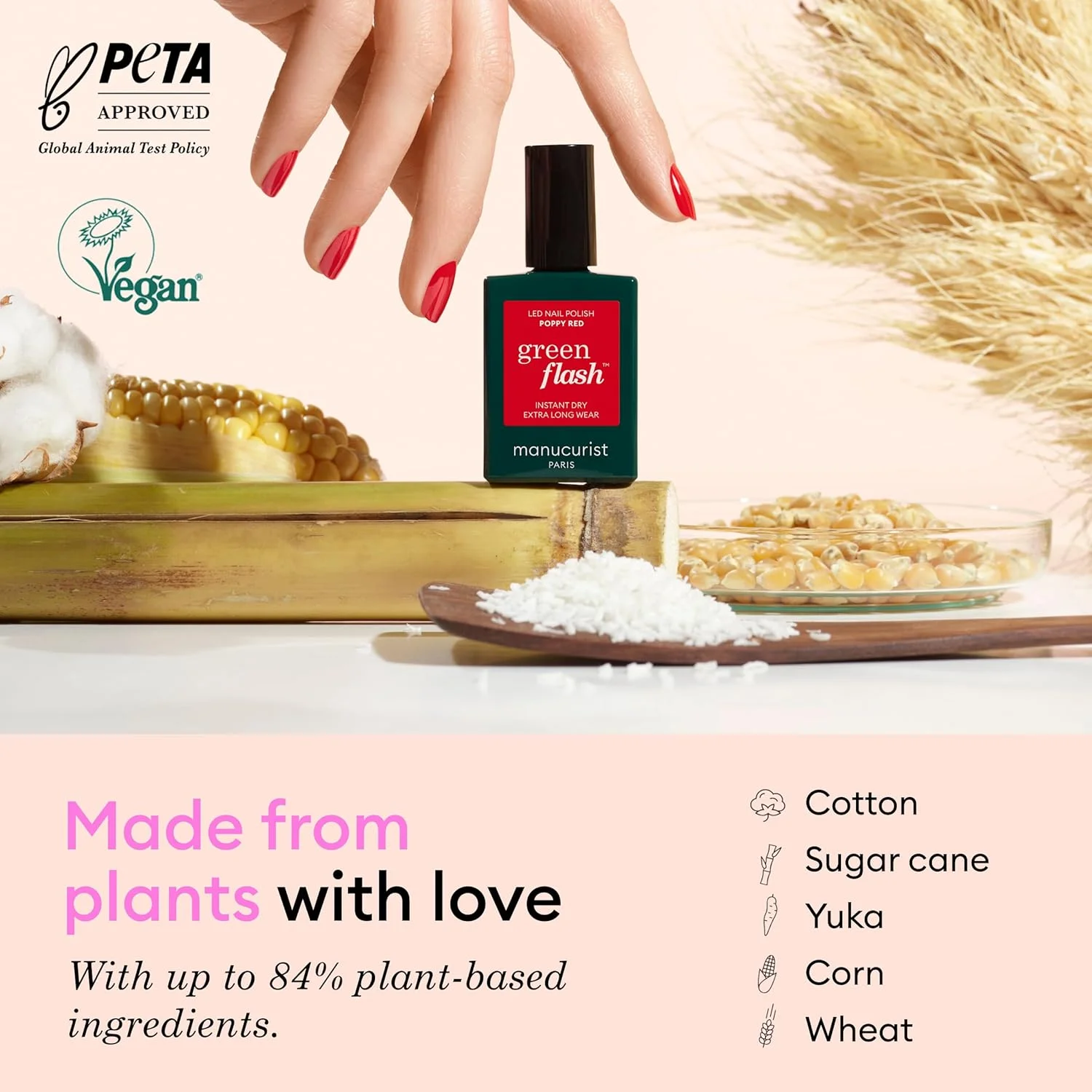 کیت لاک ژل ضروری Manucurist Green Flash - لامپ LED ناخن 24 وات + لایه پایه + لایه رویی + لاک بورگاندی Dark Pansy + پاک کننده لاک ناخن + گیره ناخن