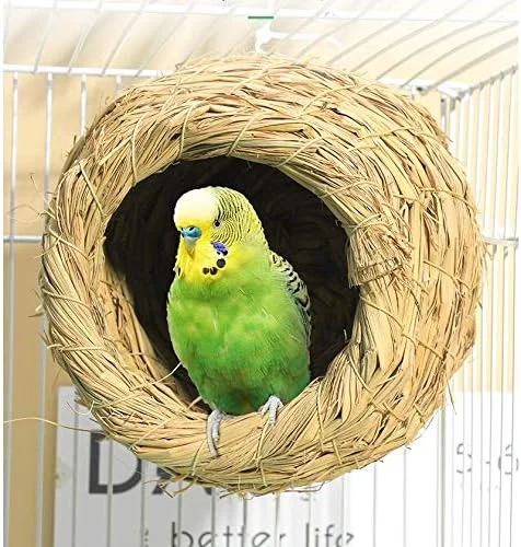 آشیانه پرنده حصیری طبیعی دست ساز ANTOLE / لانه کبوتر خانه پرنده لانه طوطی اتاق خواب حیوانات خانگی گرم تزئین قفس پرندگان حیاط