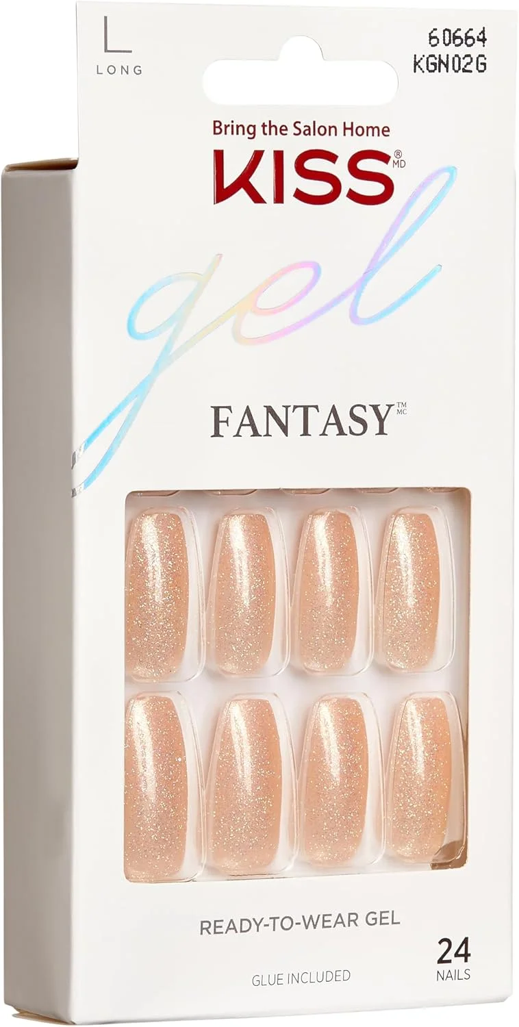 ناخن های فانتزی ژلی کیس، طول خیلی کوتاه KGN02، بژ/اکلیلی، 24 عدد