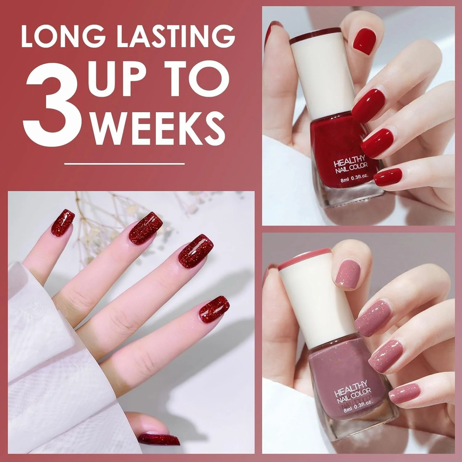 مجموعه لاک ناخن 6 رنگ LBOYLOVE®، 6 عدد لاک ناخن خشک شونده سریع و ماندگار، لاک ناخن هولوگرافیک غیر سمی بر پایه آب برای طراحی ناخن DIY در خانه، 8 میلی لیتر در 6 عدد