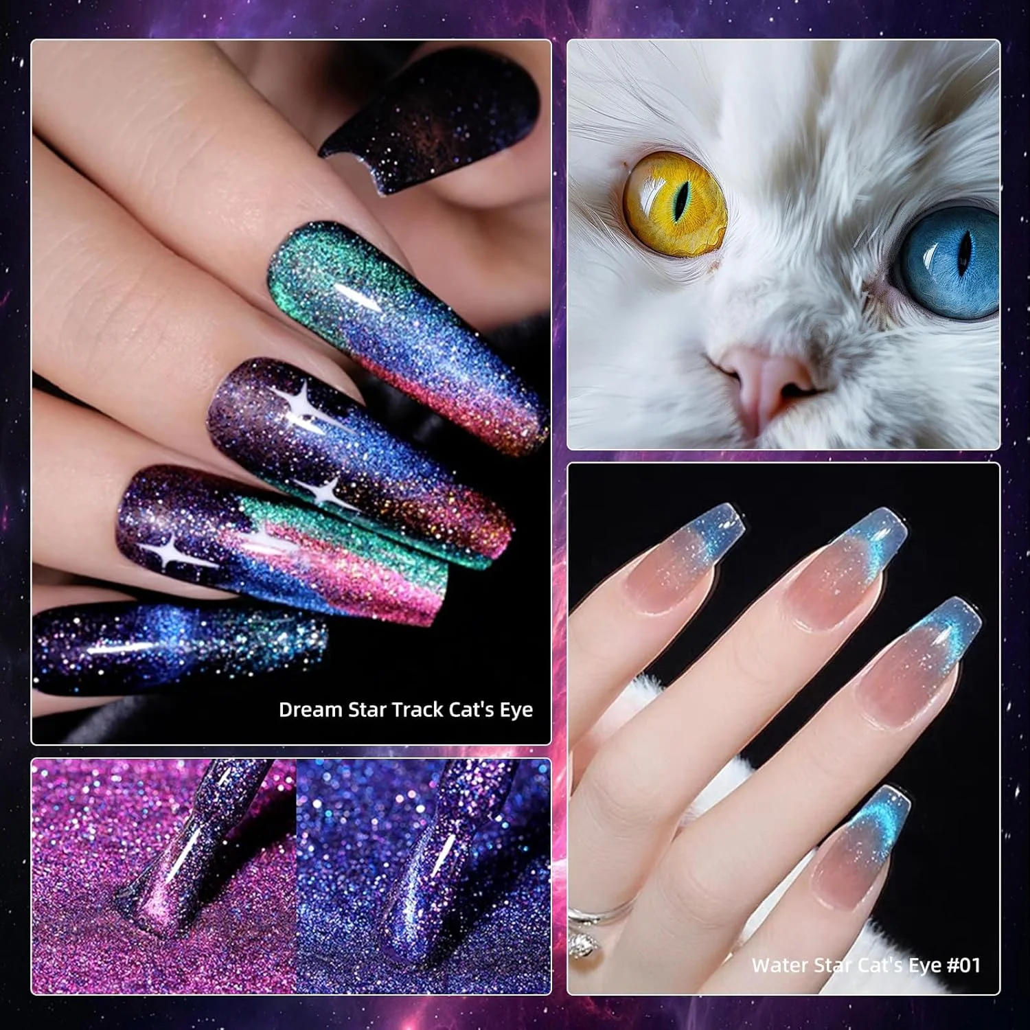 مجموعه لاک ناخن چشم گربه ای ۱۲ رنگ LBOYLOVE®، لاک ناخن چشم گربه ای رنگارنگ با آهنربای دو طرفه برای زنان و دختران، کیت هدیه لاک ناخن مغناطیسی چشم گربه ای اکلیلی 5D برای خانه یا سالن (مجموعه A)