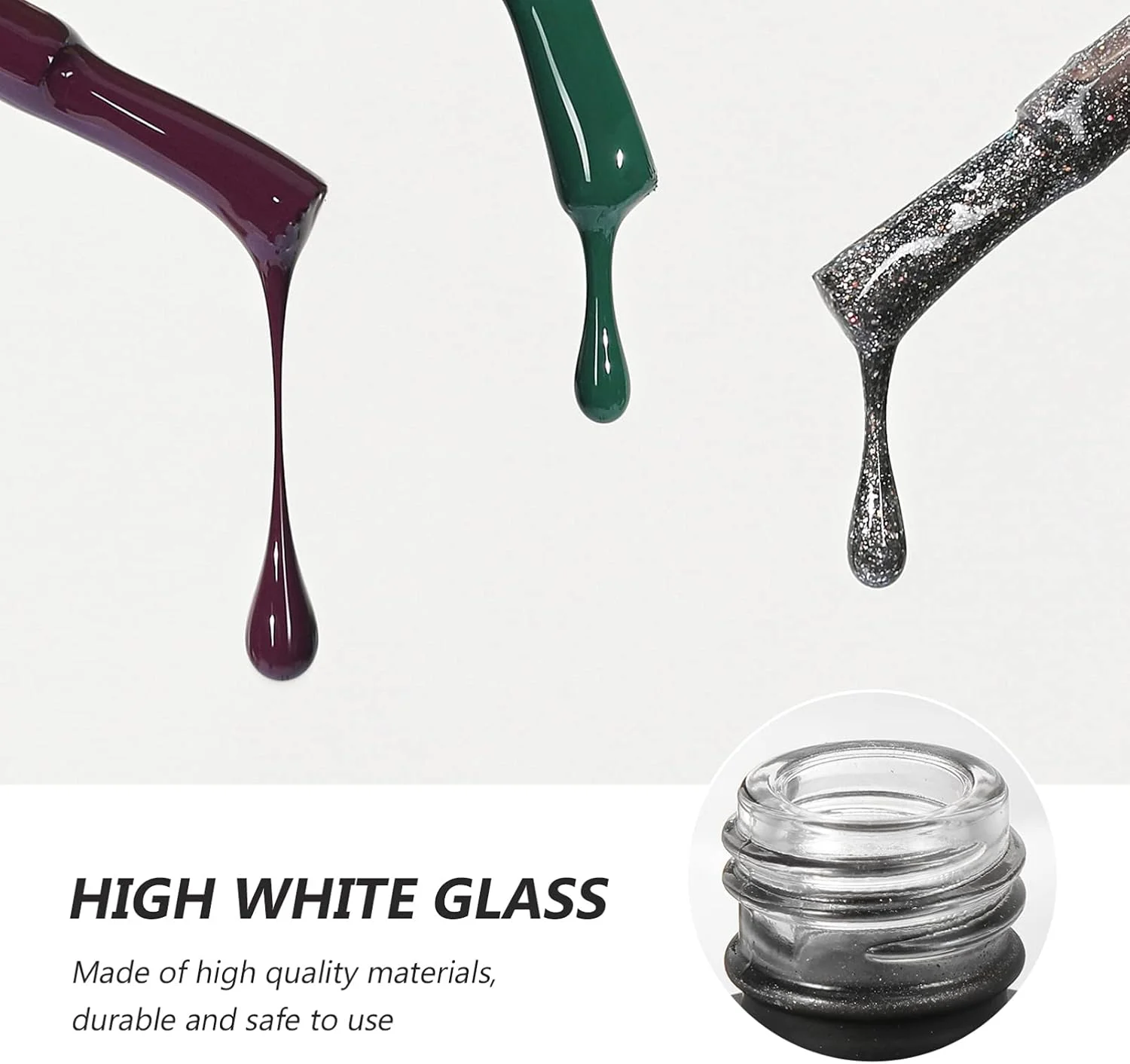 لوروز بطری های شیشه ای خالی لاک ناخن با درب برس دار، بطری های 15 میلی لیتری قابل شارژ مجدد لاک ناخن، ظرف خالی ژل ناخن برای نمونه هنر ناخن، بسته 13 عددی