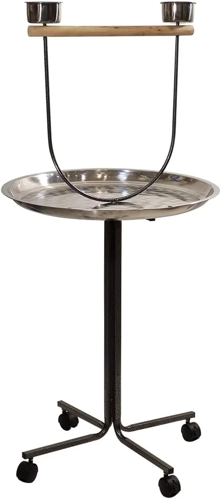 مرکز فعالیت با چرخ، باشگاه بازی پرنده 130 سانتی متری برای کاسکو، طوطی و عروس هلندی، پایه تمرین برای داخل و خارج از منزل، پایه تغذیه با کاسه، میله نشیمن و سینی بزرگ، تمیز کردن آسان (خاکستری)