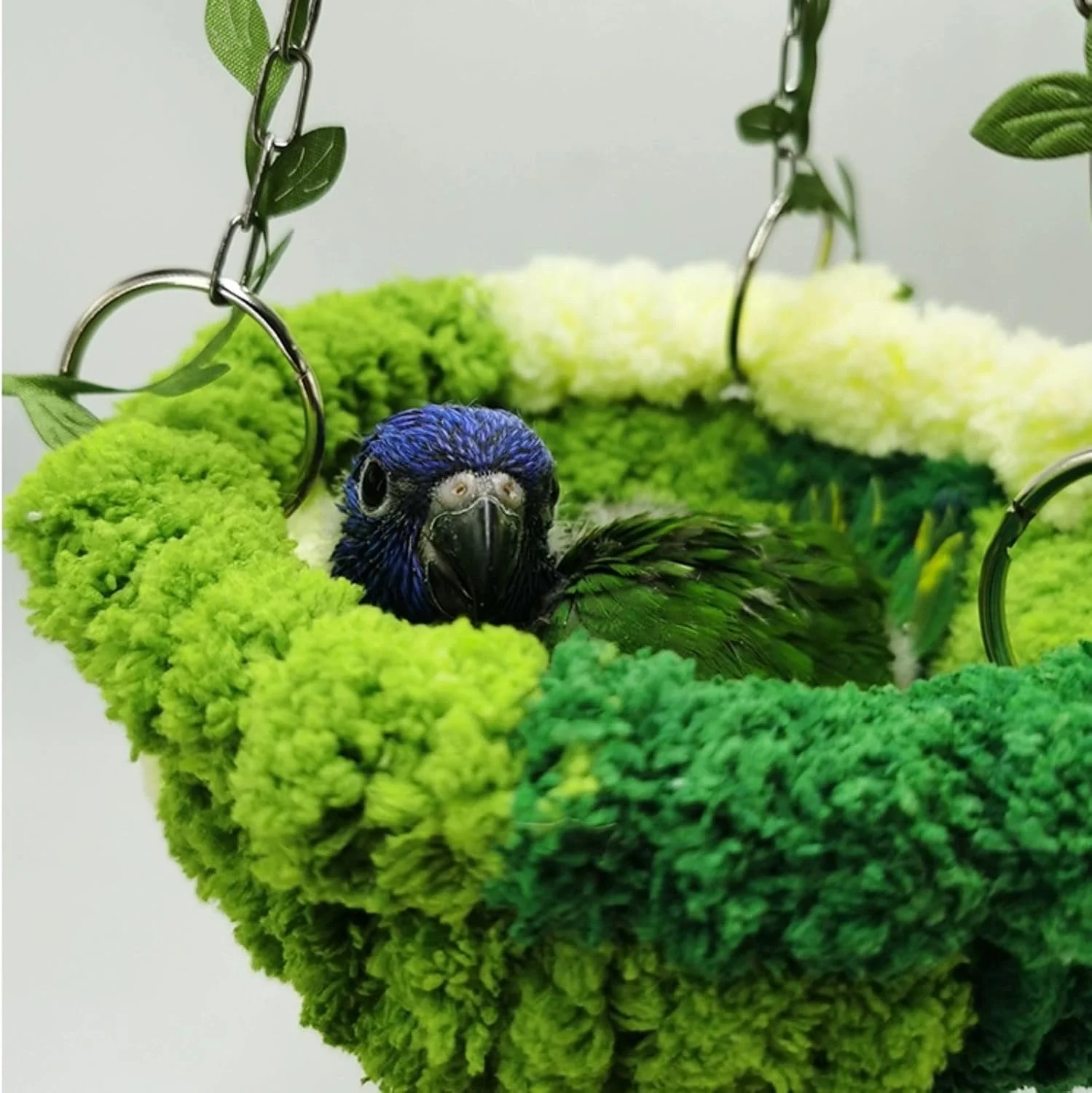 اسباب بازی لانه پرنده حصیری تاب دار طوطی، 2 عدد تاب آویز لانه پرنده با زنگوله، لوازم جانبی قفس پرنده برای کاکادو، مرغ عشق، عروس هلندی، فنچ