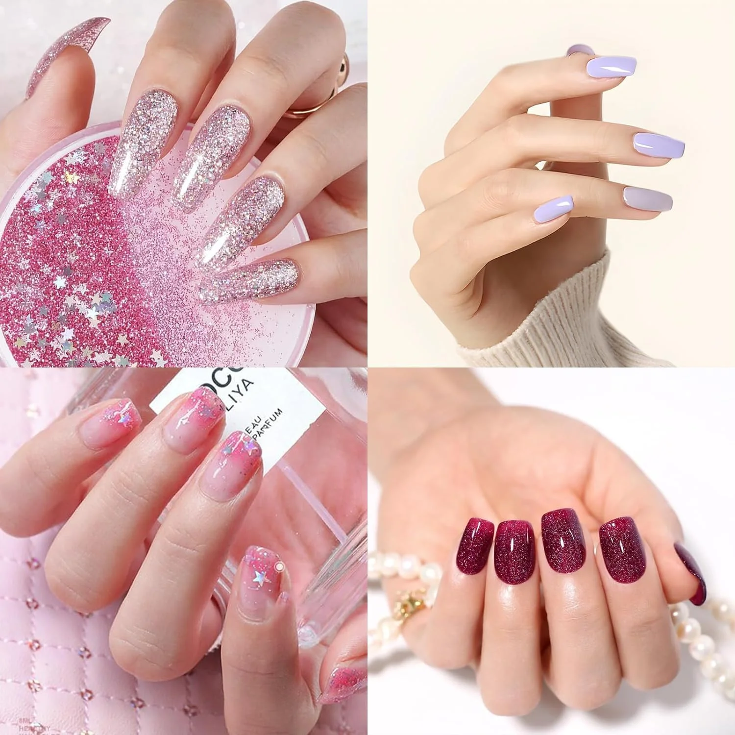 ست لاک ناخن Excefore، ست های لاک ناخن اکلیلی، لاک ناخن بنفش خشک شونده سریع و ماندگار، ست هدیه لاک ناخن فرمولاسیون روغنی بنفش براق 6 عددی - بدون نیاز به خشک کردن برای طراحی ناخن DIY