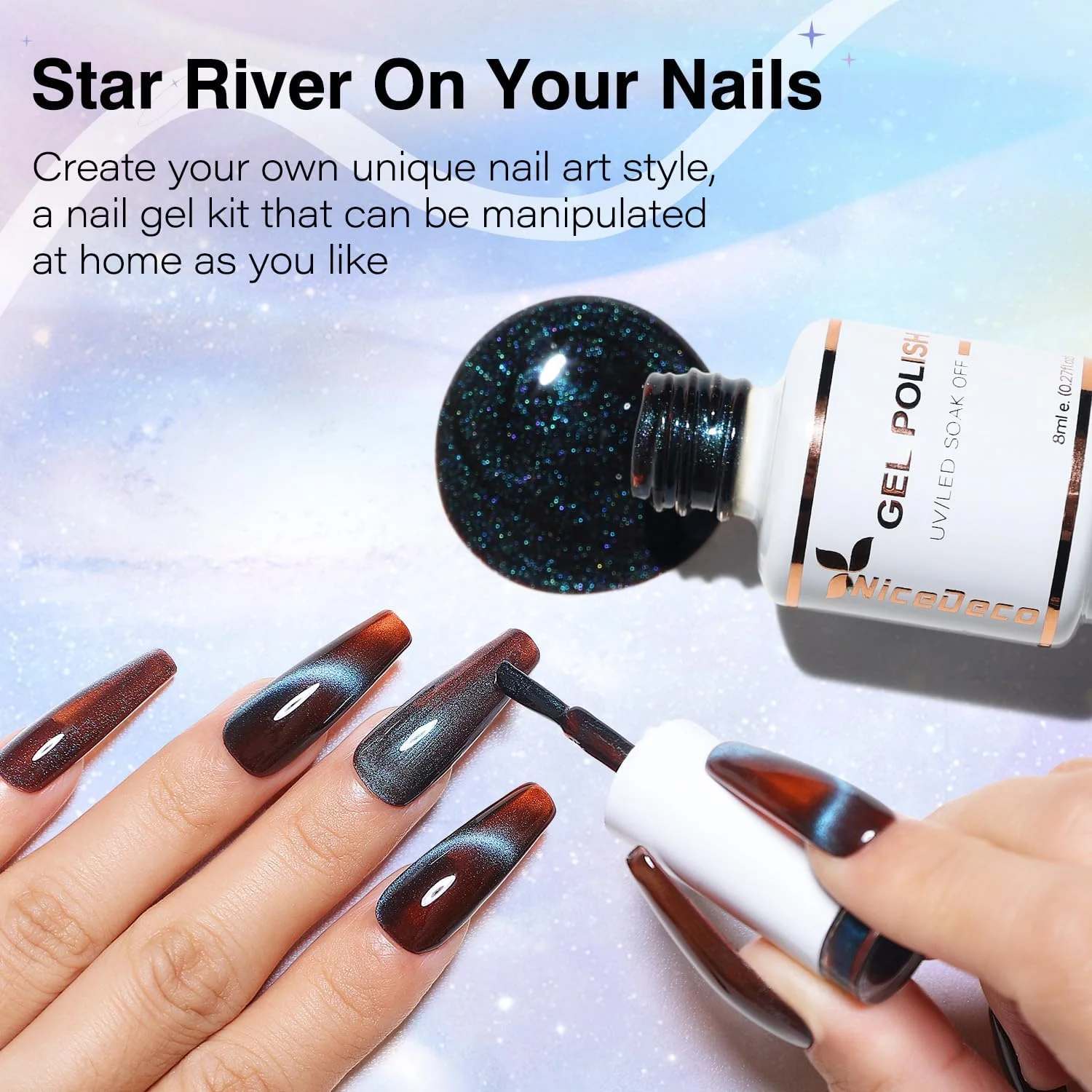 لاک ژل چشم گربه ای وگان بدون تست حیوانی Hema، لاک ژل LED U V با ماندگاری بالا و براق، ست 6 رنگ 42 لاک ژل چشم گربه ای وگان بدون تست حیوانی Hema، لاک ژل LED U V با ماندگاری بالا و براق، ست 6 رنگ 42