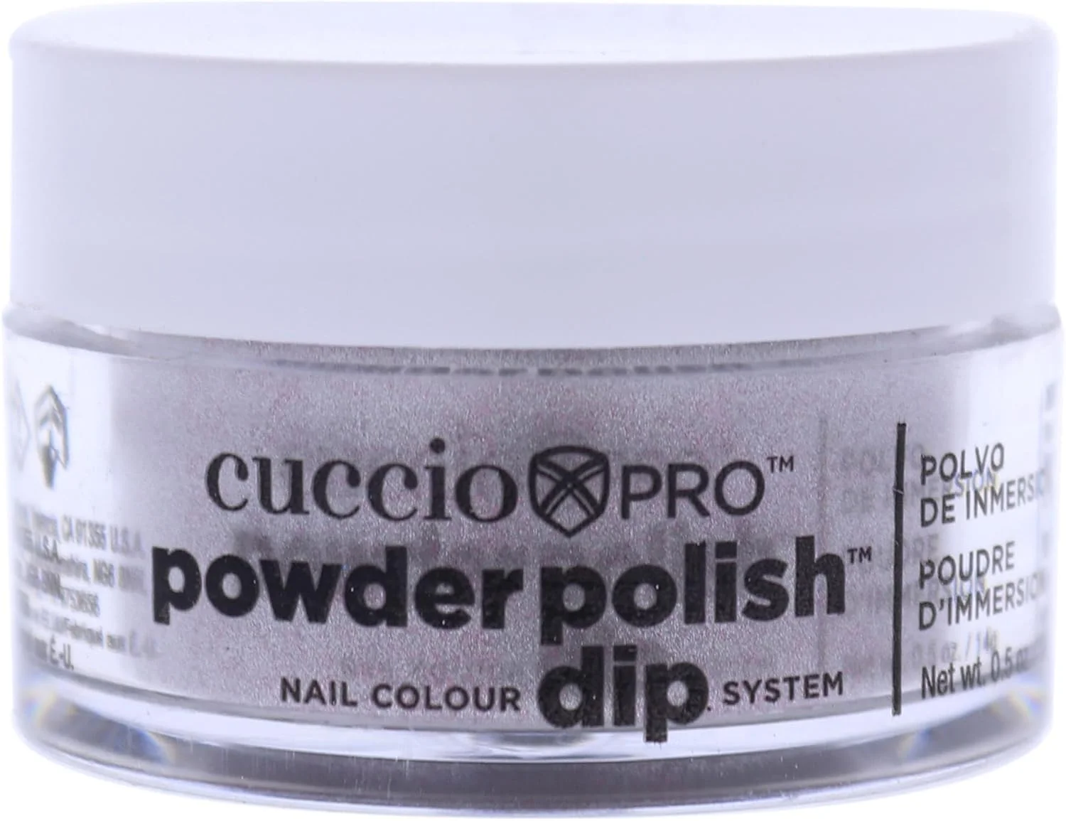 لاک پودری رنگی ناخن Cuccio - لاک برای مانیکور و پدیکور - پودر بسیار رنگدانه ای و آسیاب شده - پوشش بادوام با رنگ غنی بی عیب و نقص - اکلیل صورتی نقره ای - 0.5 اونس