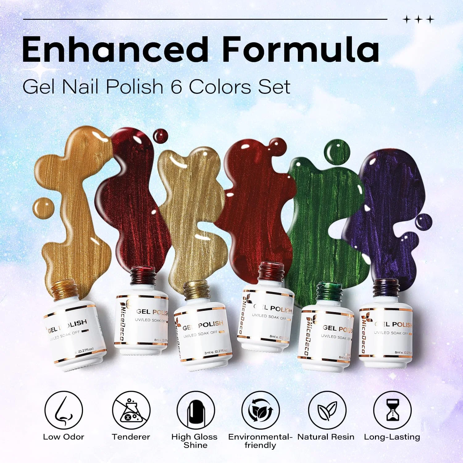 لاک ژل چشم گربه ای وگان و بدون تست حیوانی Hema، براق و بادوام، قابل برداشتن با خیساندن، مناسب LED و UV، ست 6 رنگ 41 لاک ژل چشم گربه ای وگان و بدون تست حیوانی Hema، براق و بادوام، قابل برداشتن با خیساندن، مناسب LED و UV، ست 6 رنگ 41