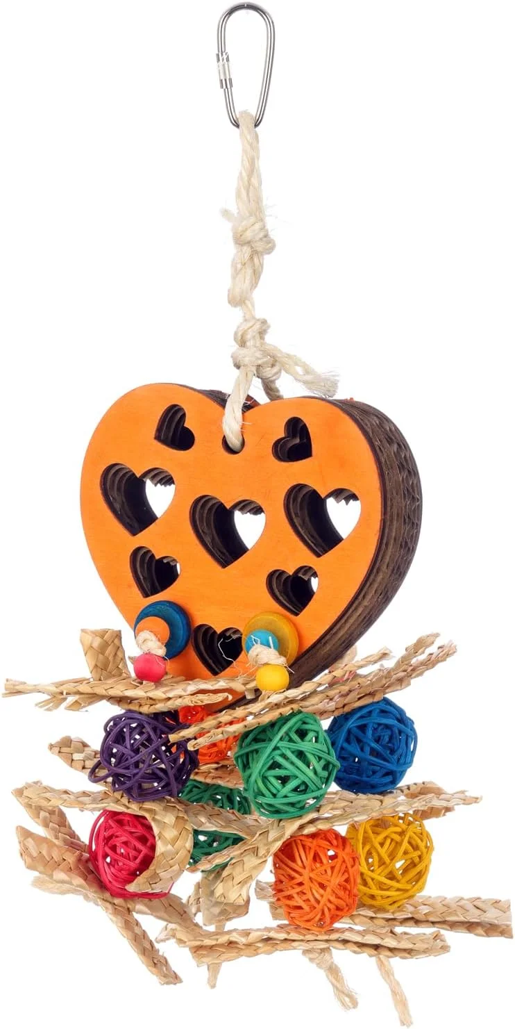 اسباب بازی قلب چراگاهی پرندگان Super Bird Creations SB1207 - قلب چوبی با لایه های مقوایی ترد - اسباب بازی نگهدارنده تشویقی جذاب برای کایک ها، کانورها، گردن حلقه ای ها، کویکرها - ایده آل برای اندازه پرندگان متوسط