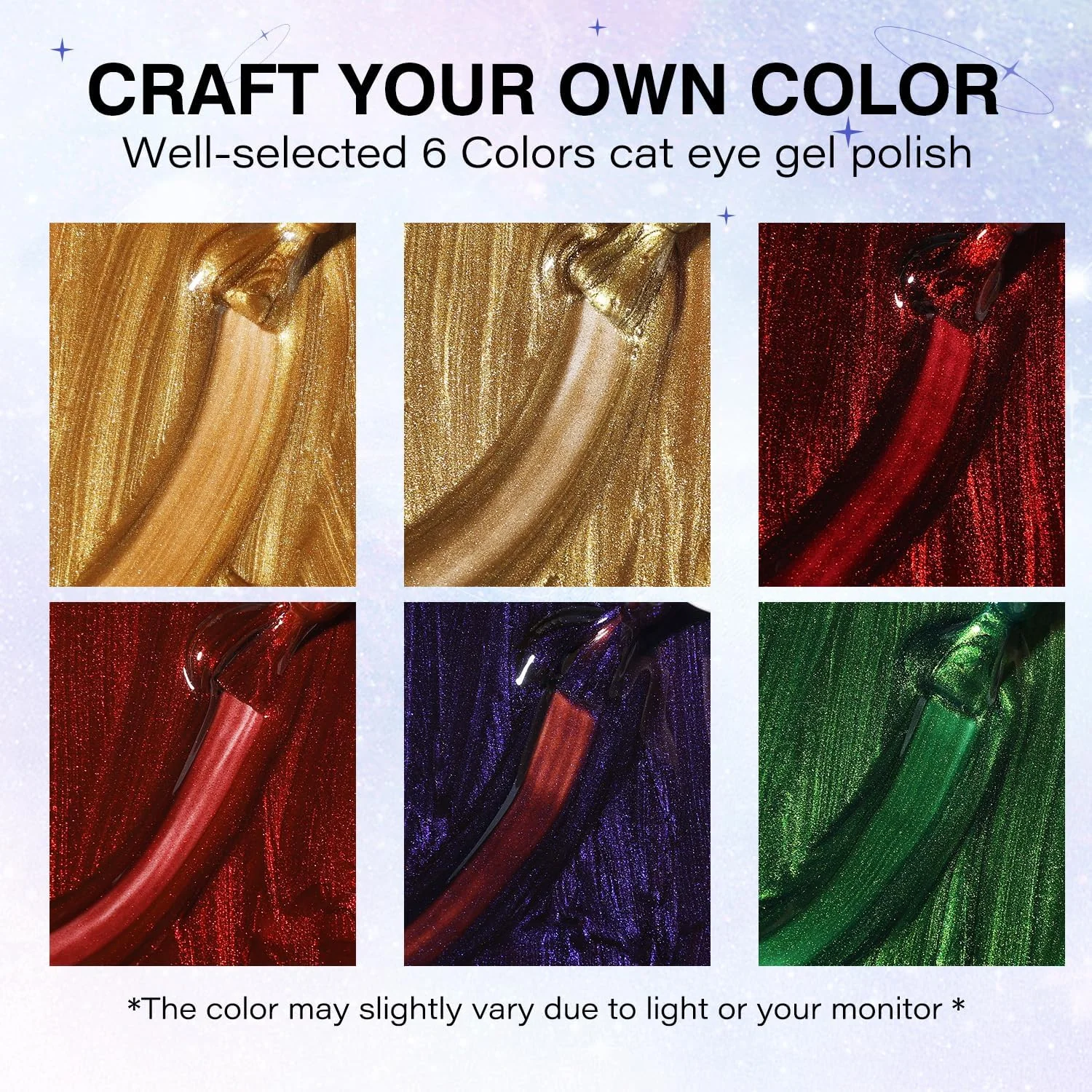 لاک ژل چشم گربه ای وگان و بدون تست حیوانی Hema، براق و بادوام، قابل برداشتن با خیساندن، مناسب LED و UV، ست 6 رنگ 41 لاک ژل چشم گربه ای وگان و بدون تست حیوانی Hema، براق و بادوام، قابل برداشتن با خیساندن، مناسب LED و UV، ست 6 رنگ 41